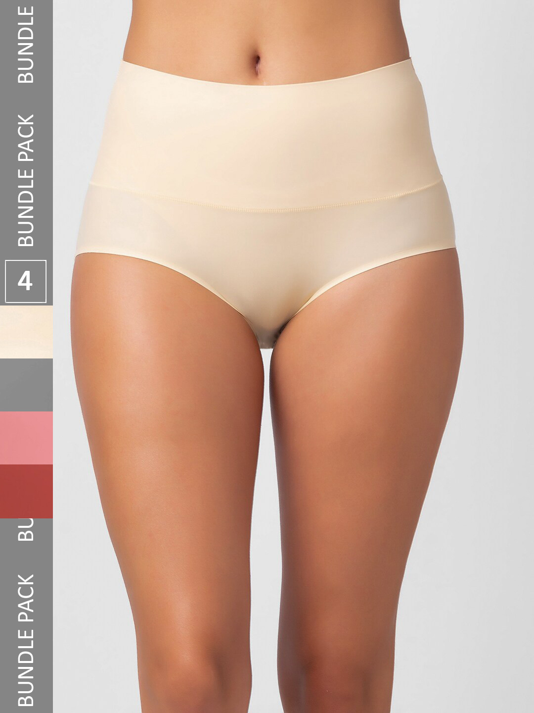 NOIRA Pack Of 4 Assorted High-Rise Tummy Tucker Hipster Briefs 873_SGMPi