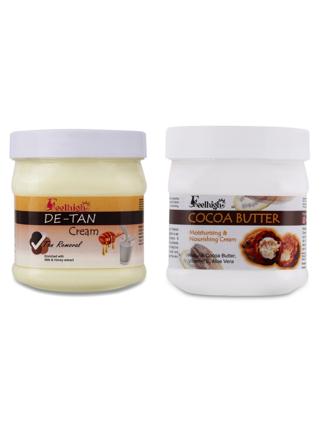 FEELHIGH Set Of 2 De-Tan Removal & Coca Butter Face & Body Cream - 500 ml Each