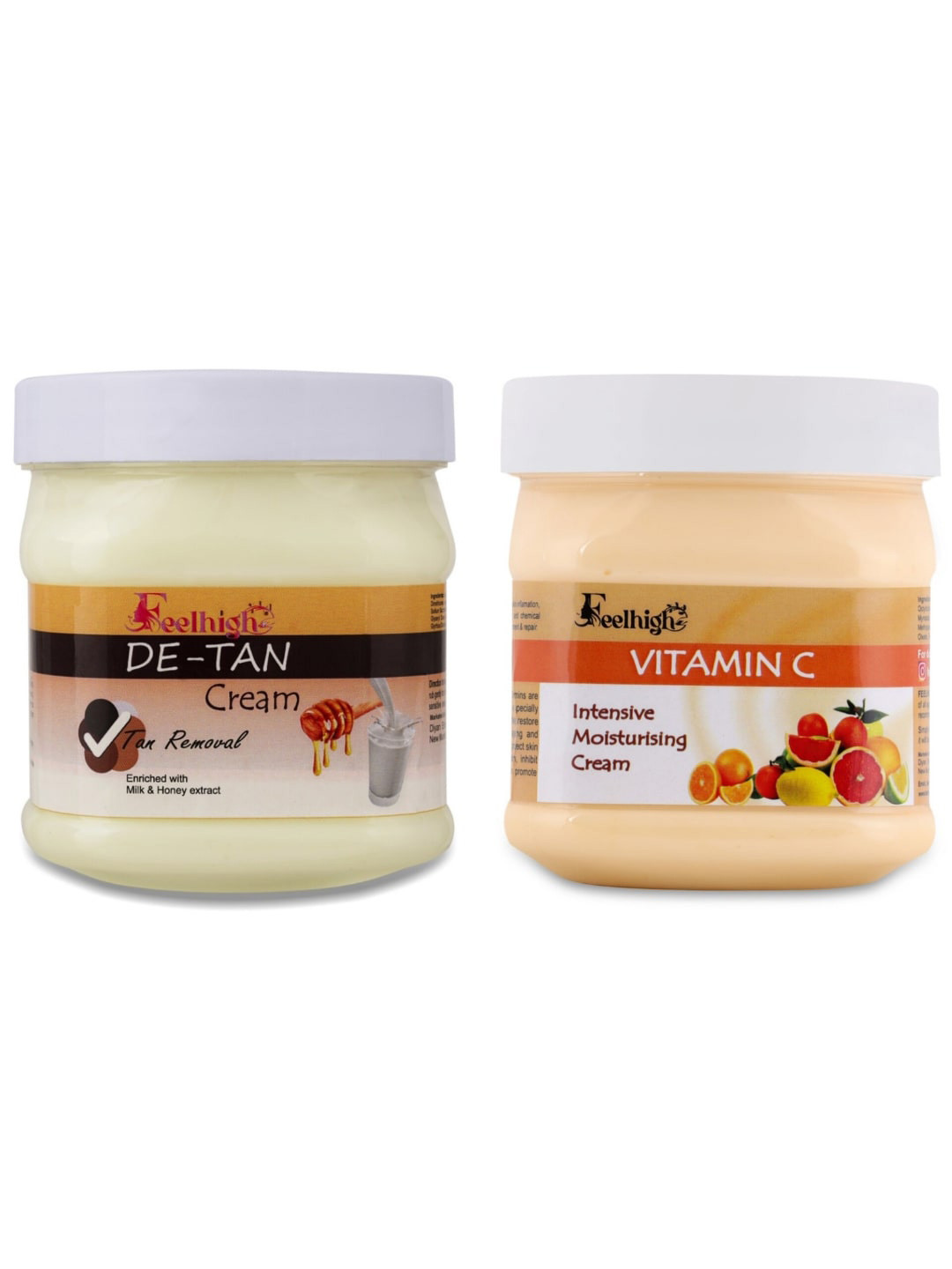 FEELHIGH Set Of 2 De-Tan & Vitamin C Cream Face & Body Moisturizer - 500ml Each