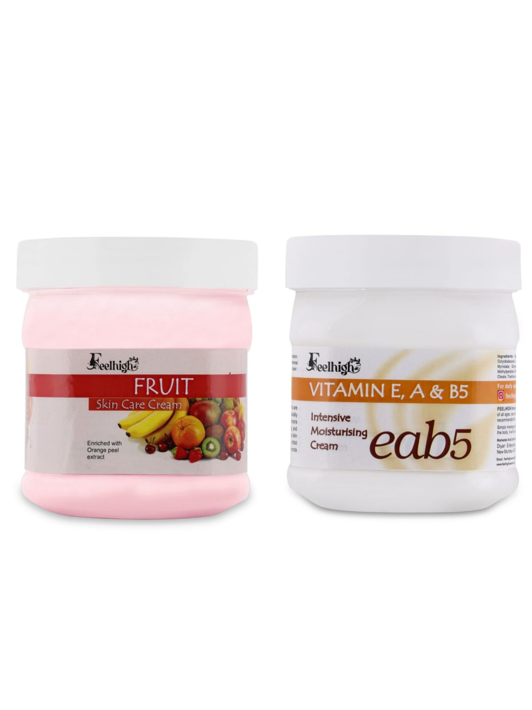 FEELHIGH Set Of 2 Fruit & Vitamin E, A & B5 Cream Face & Body Moisturizer - 500ml Each