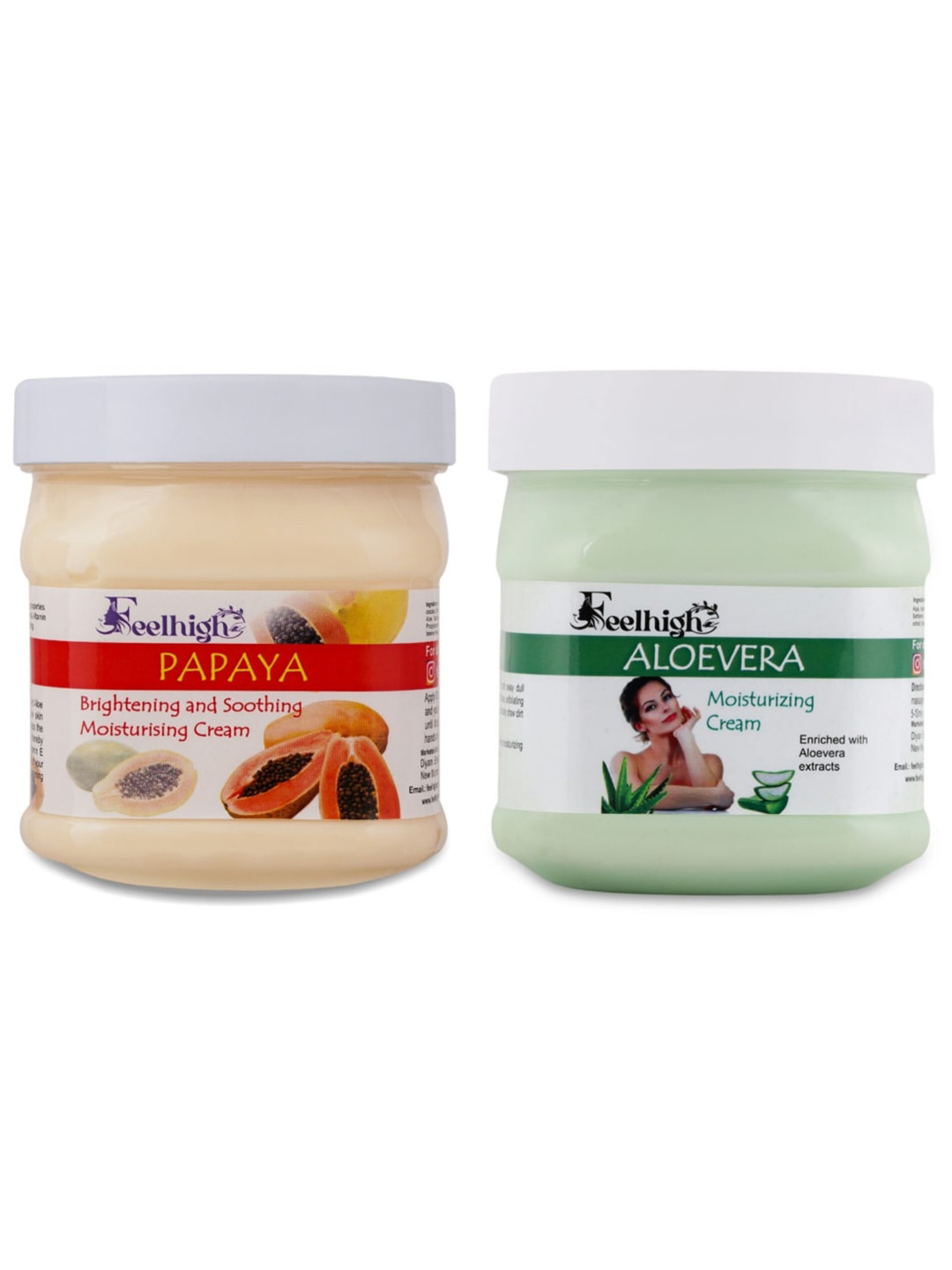 FEELHIGH Set Of 2 Papaya & Aloe Vera Face & Body Cream - 500 ml Each