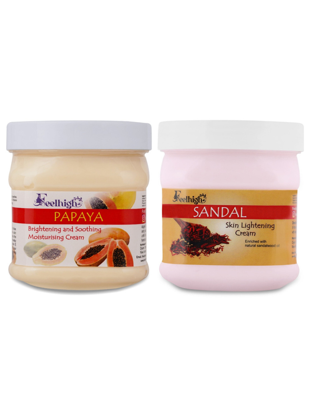 FEELHIGH Set Of 2 Sandal & Papaya Cream Face & Body Moisturizer - 500ml Each