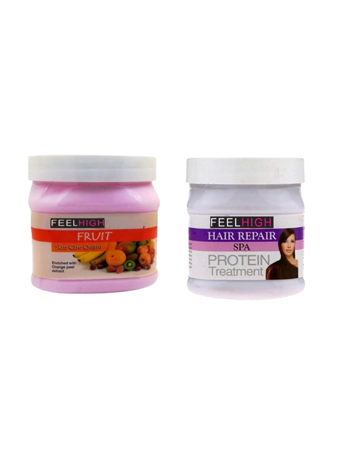 FEELHIGH Set of Fruit Face-Body Moisturiser Cream & Hair Spa Cream - 500 ml Each