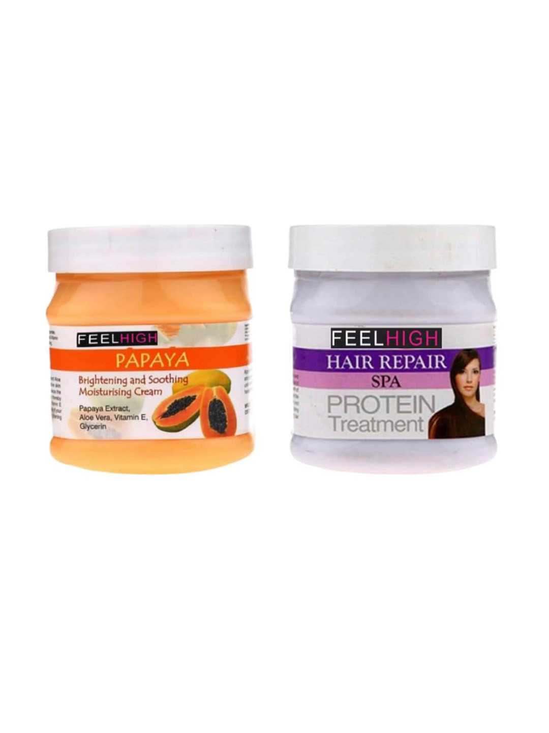 FEELHIGH Set Of 2 Papaya Skin Brightening Cream & Hair Spa Cream - 500 ml Each