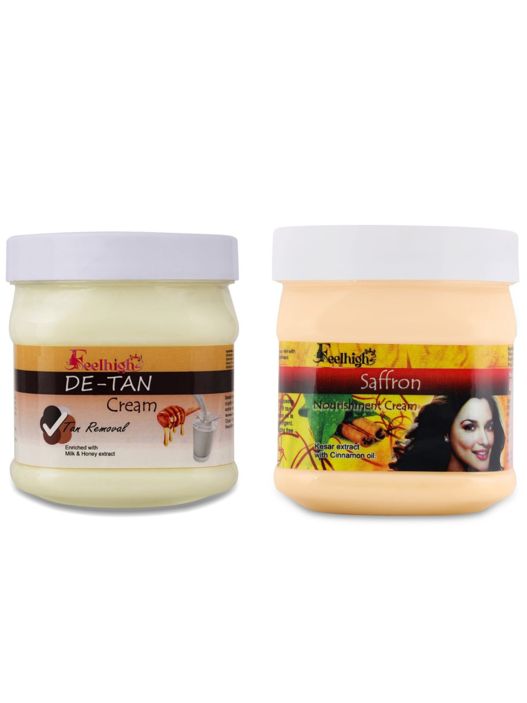 FEELHIGH Set Of 2 De-Tan & Saffron Face Cream - 500ml Each