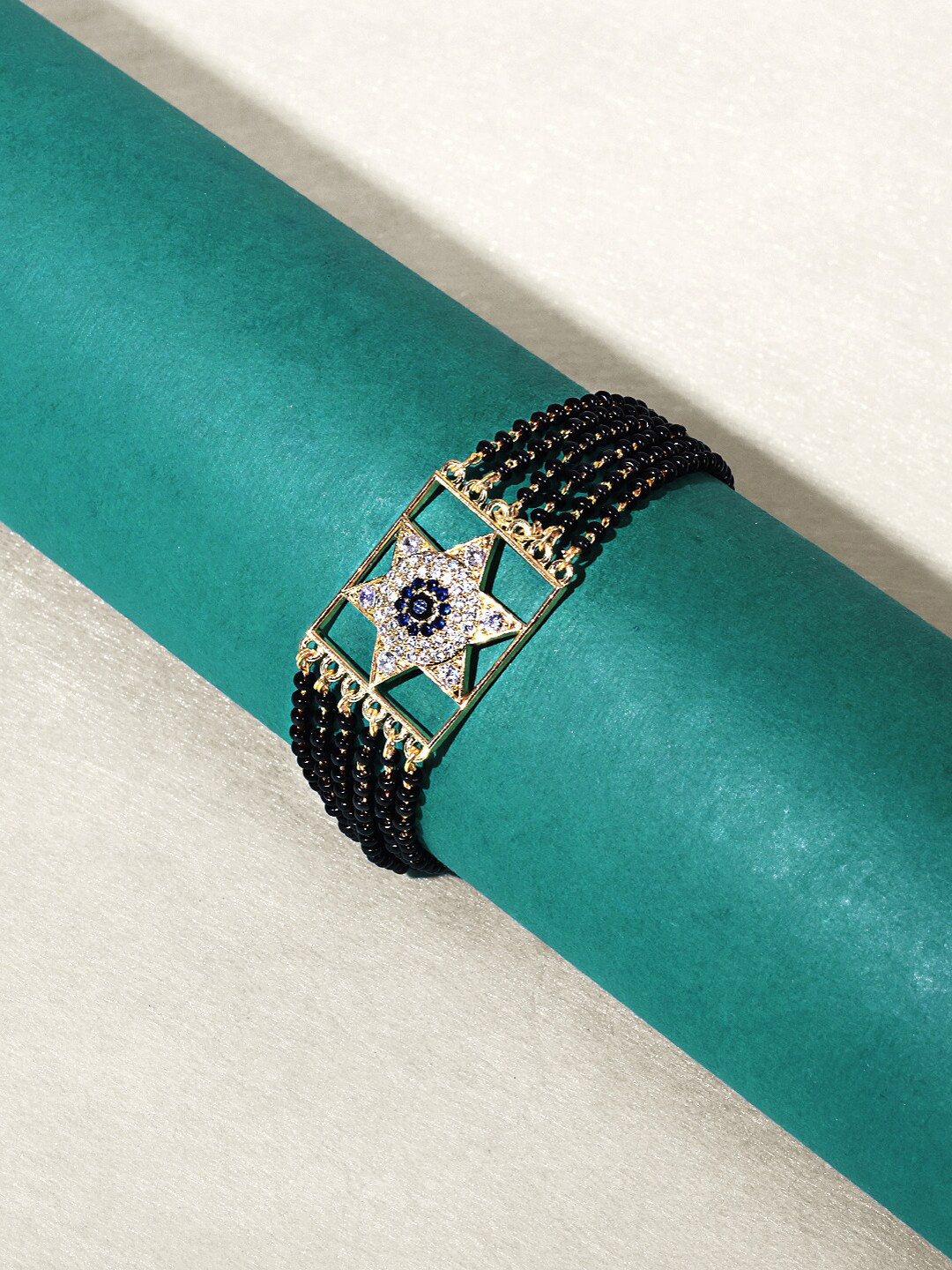 ABDESIGNS Gold-Plated Studded Mangalsutra Bracelet