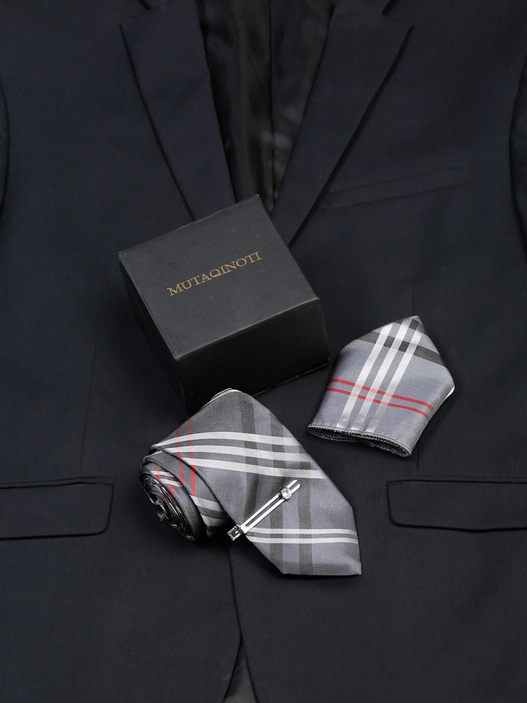 MUTAQINOTI Printed Silk Neck Tie Accessory Gift Set