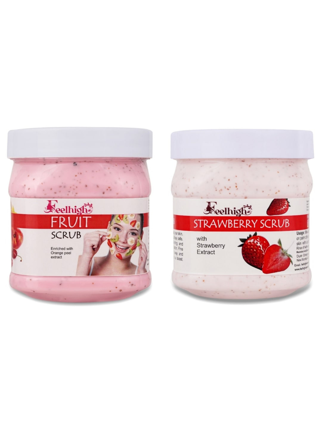 FEELHIGH Set of Strawberry & Fruit Face Scrub - 500 ml Each