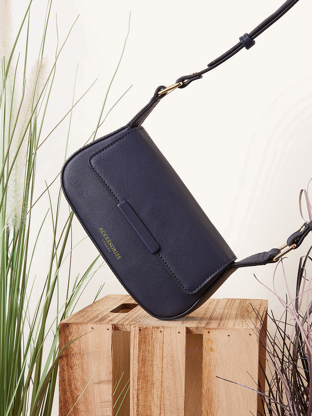 Accessorize London Faux Leather Small Saddle Sling Bag