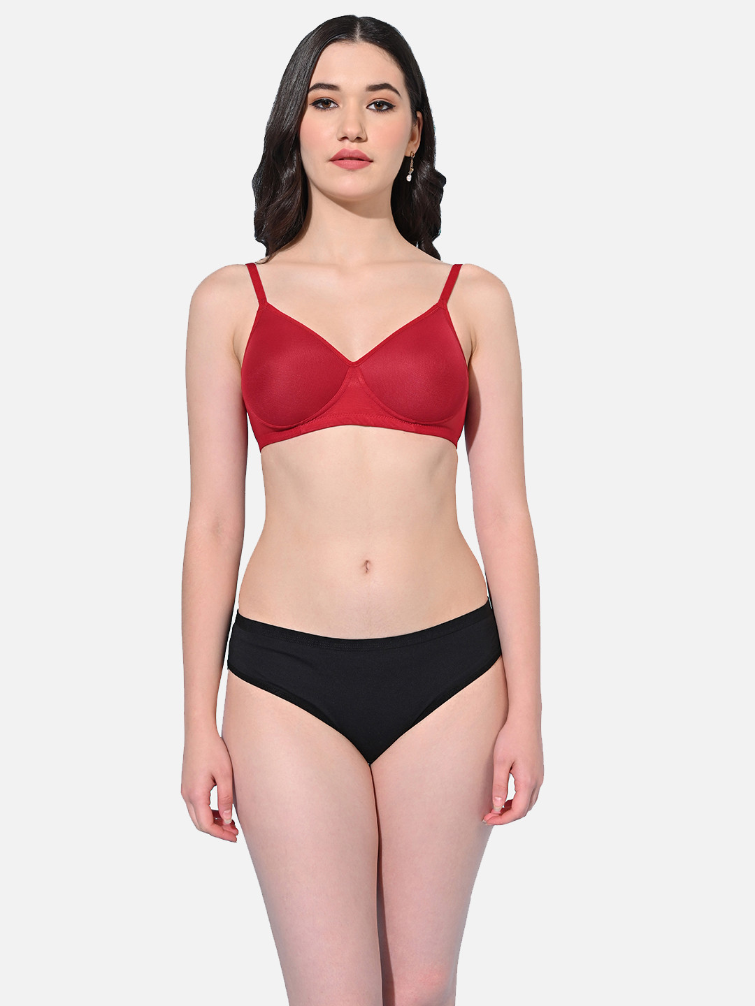 FIMS Padded Lingerie Set SLK-K_Set_Red_B