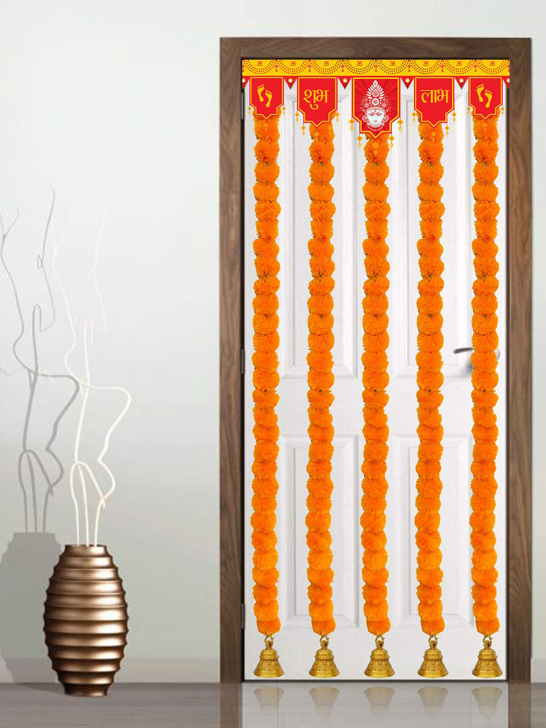 BS AMOR Orange 10-Pieces Hanging Marigold Garland Artificial Flowers