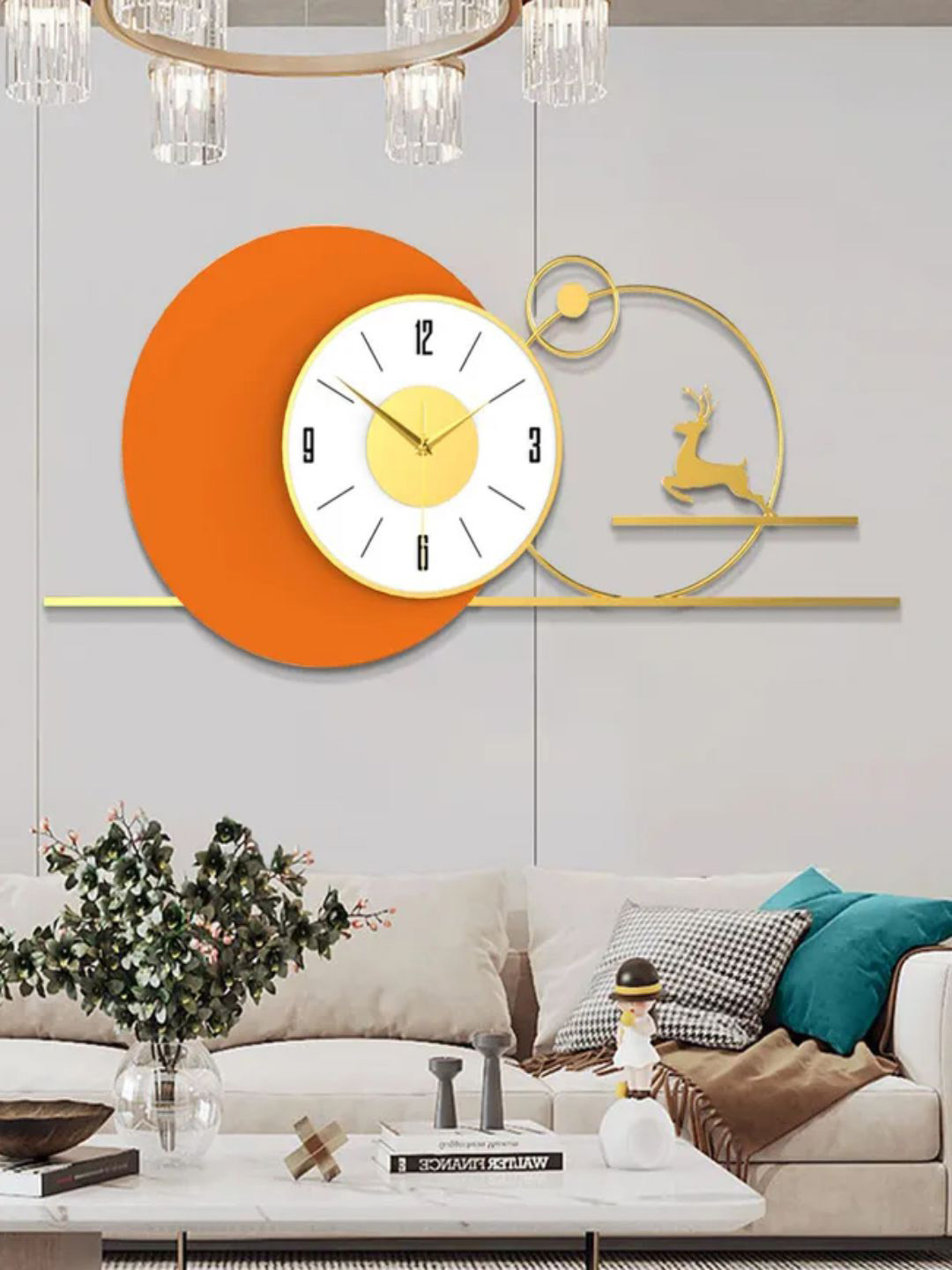 The Art House Orange Round  Shaped Wall Clock