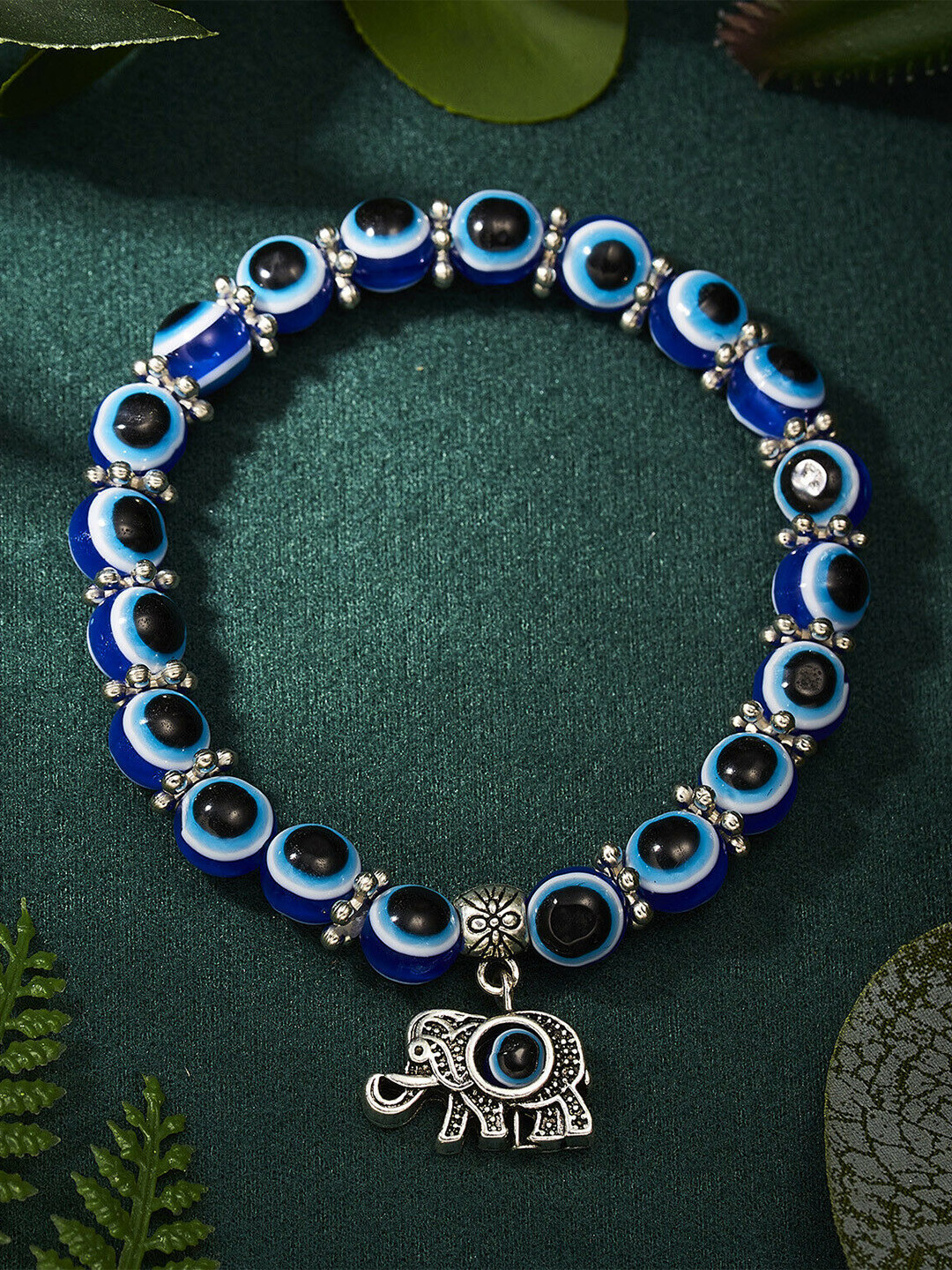 EL REGALO Women Elephant With Evil Eye Beaded Bracelet