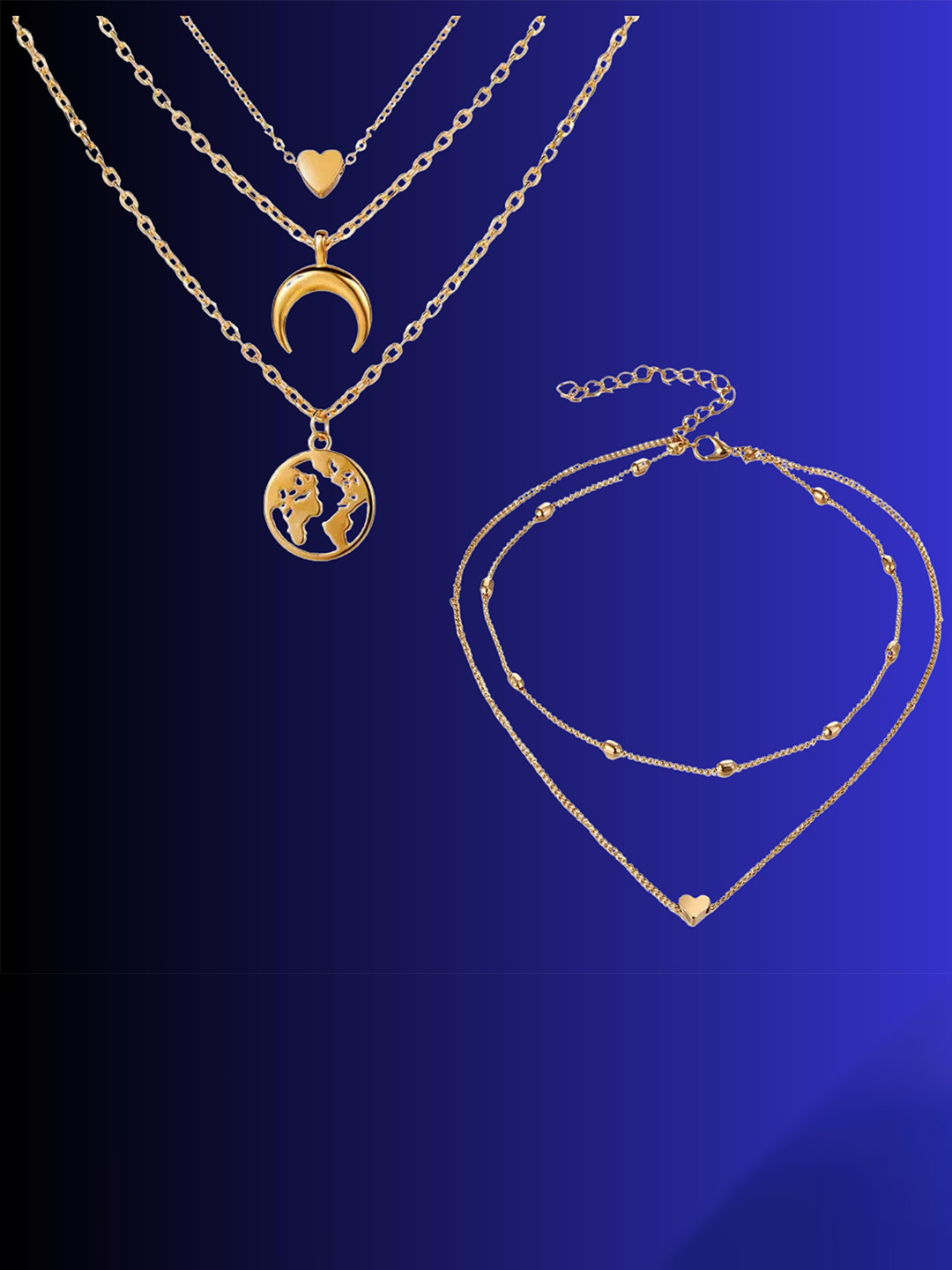 Pinapes Unisex Set Of 2 Gold-Plated Layered Chains