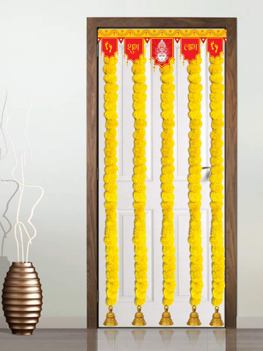 BS AMOR Yellow 5-Pieces Hanging Marigold Garland Artificial Flowers