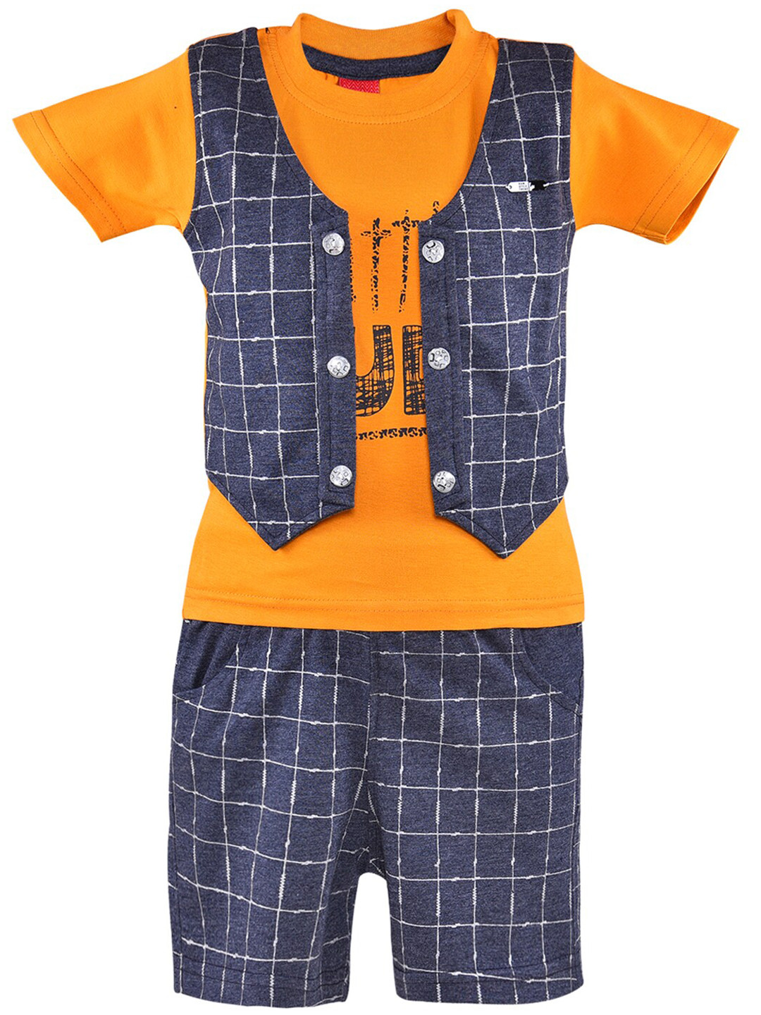 Wish Karo Boys Checks T-shirt With Shorts