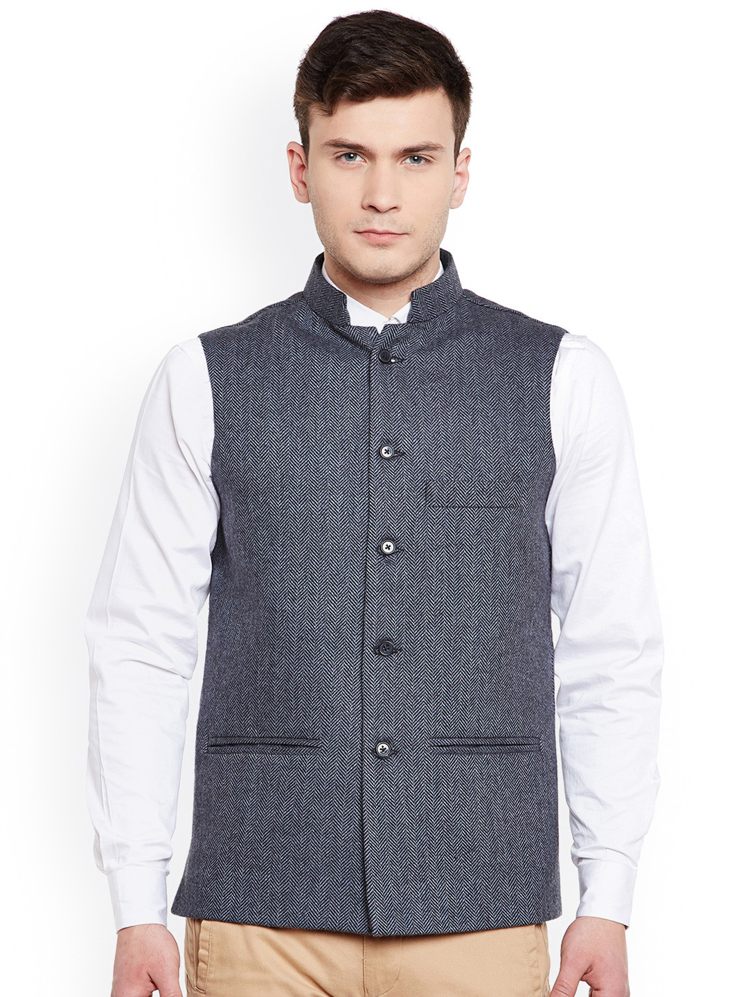 Wintage Men Blue Nehru Jacket