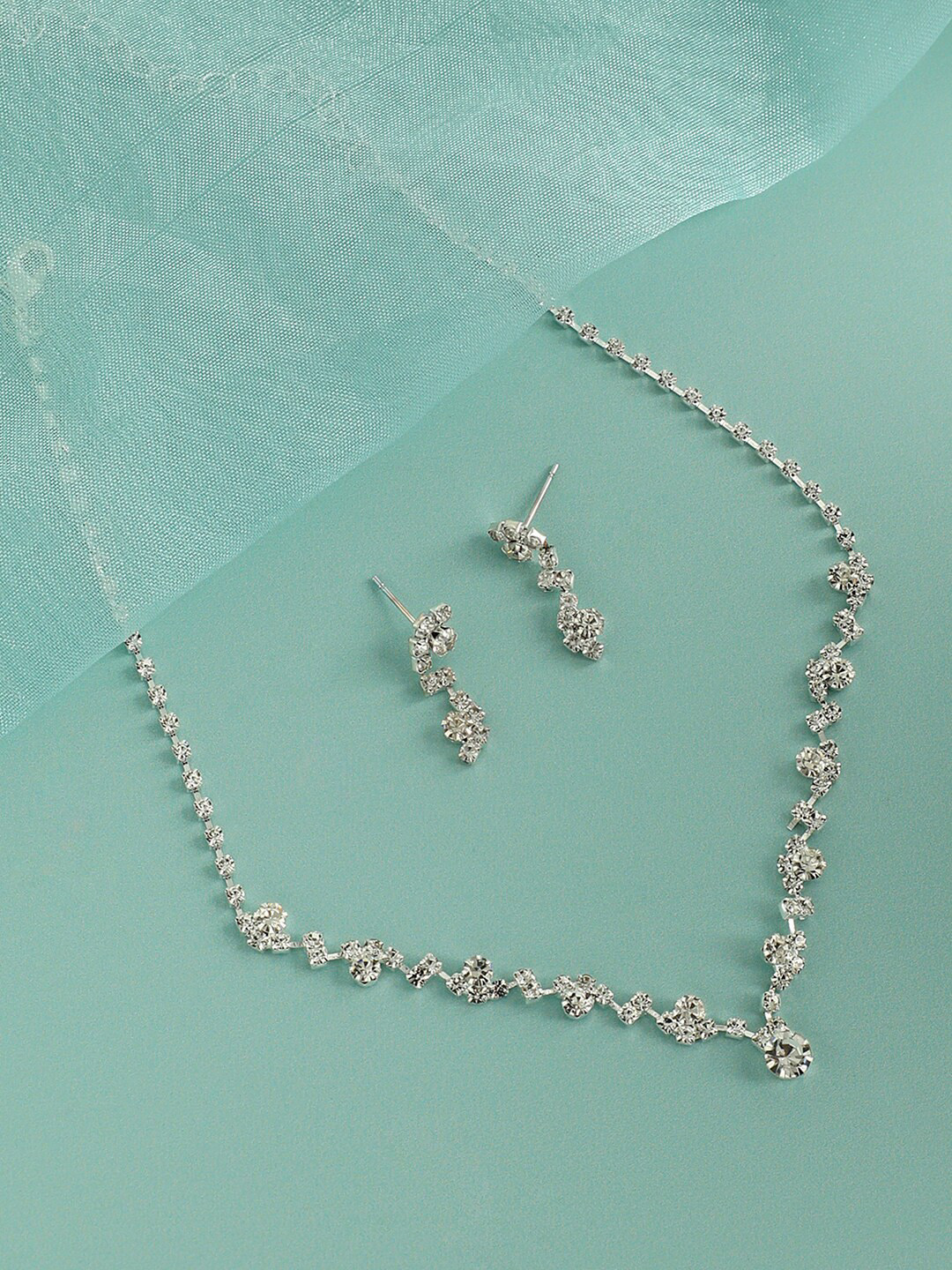 SOHI Silver-Plated Stone Studded Jewellery Set