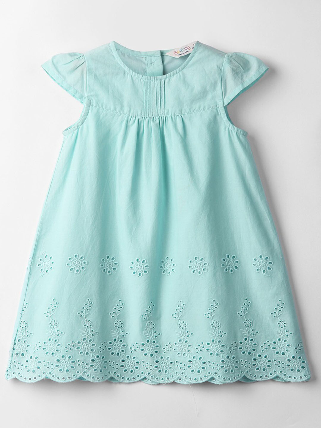 Beebay Self Design Round Neck Pure Cotton A-Line Dress