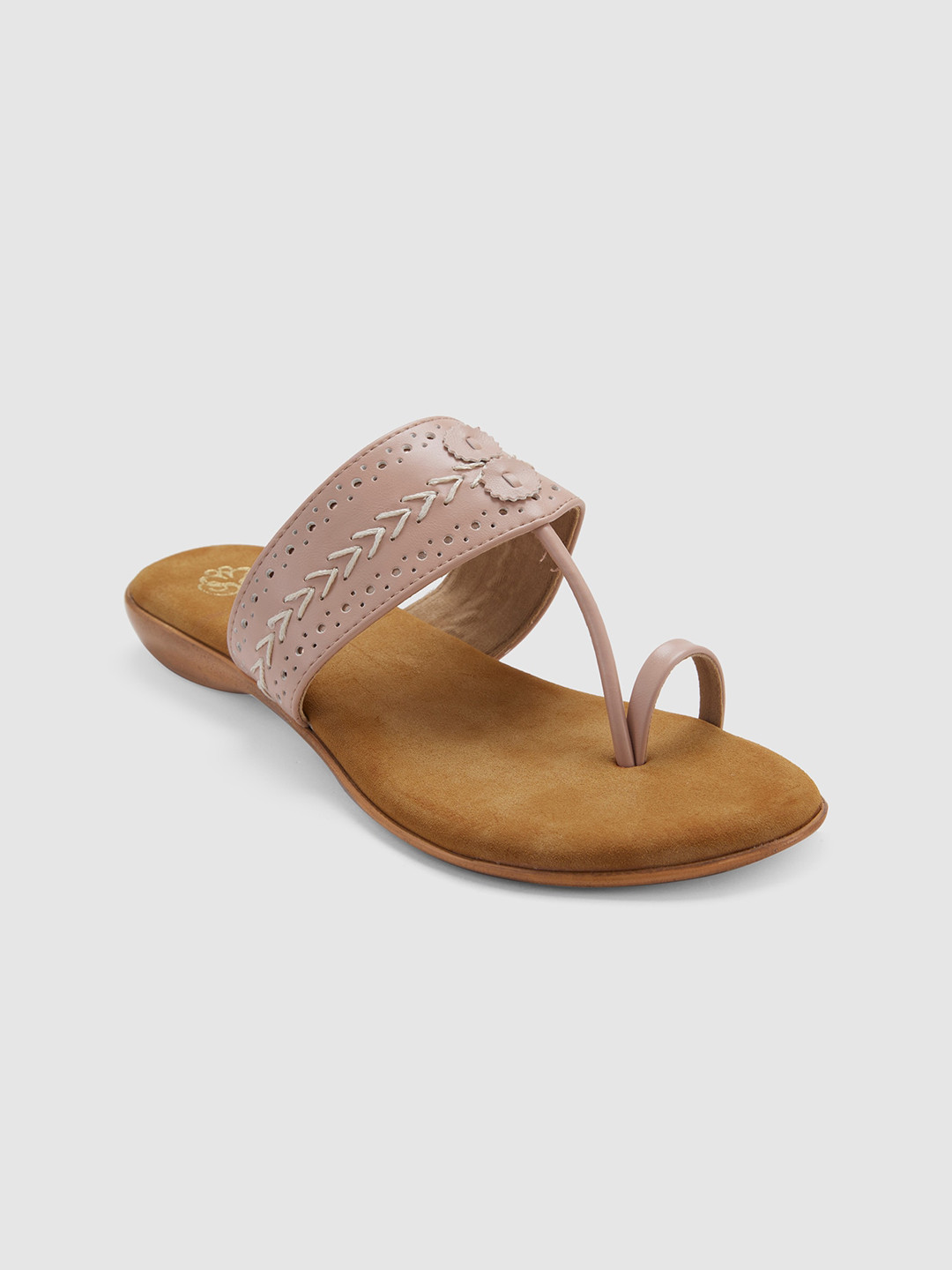 Sole To Soul Textured One Toe Flats With Laser Cuts