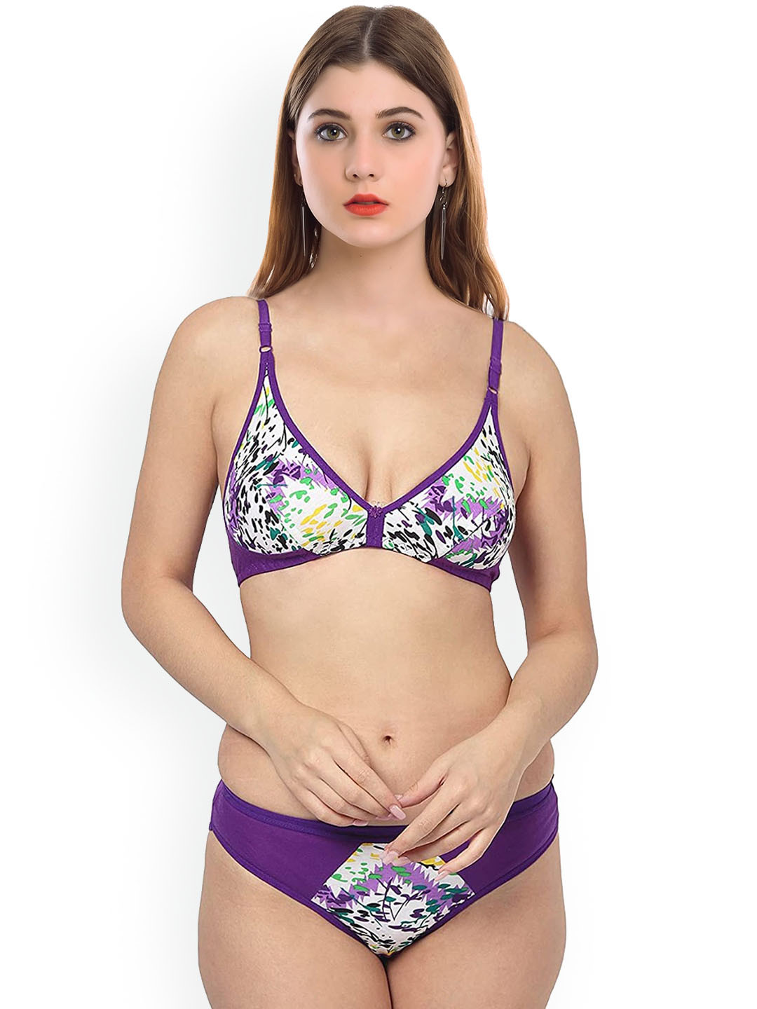 AROUSY Printed Cotton Lingerie Set BY_Tiger Set_Purple_30