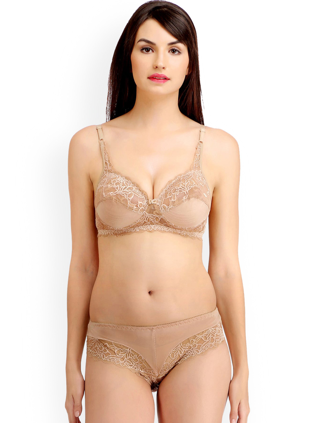 AROUSY Non-Padded Cotton Lingerie Set N_Stich - Set_Brown_36