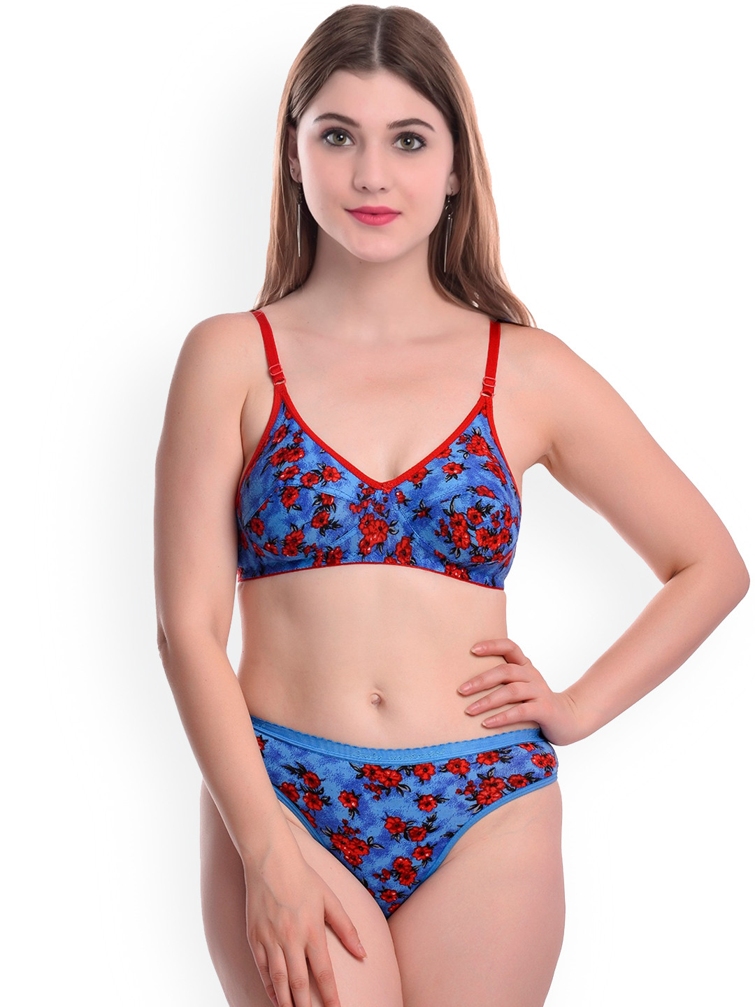 AROUSY Printed Cotton Lingerie Set N_Janu Set_Blue_40