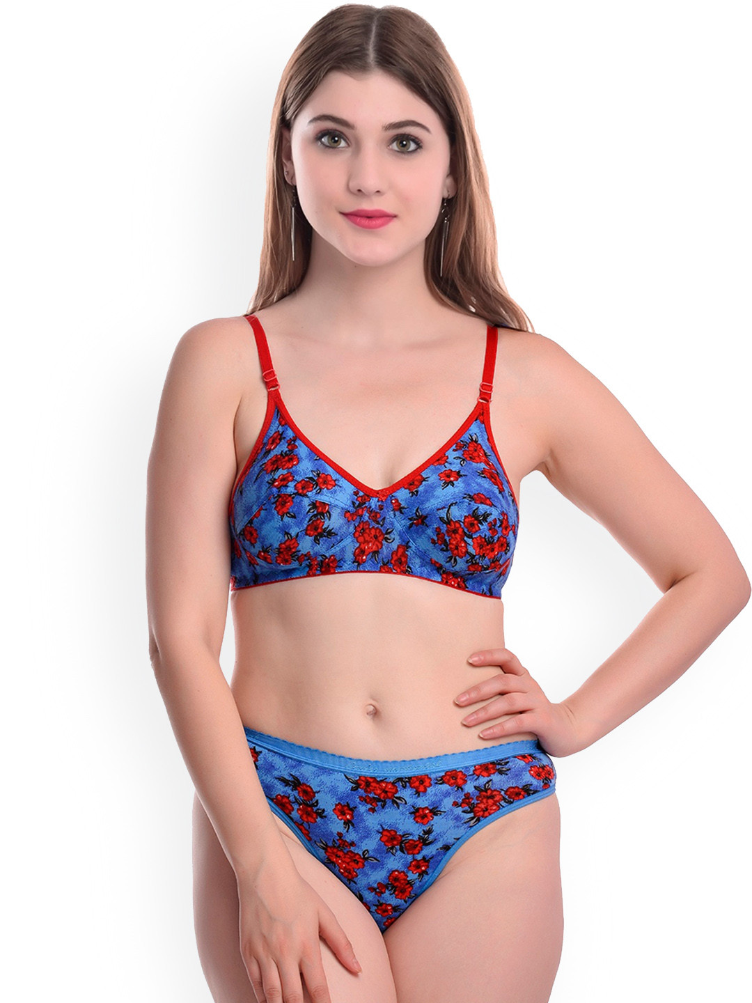 AROUSY Printed Cotton Lingerie Set N_Janu Set_Blue_32