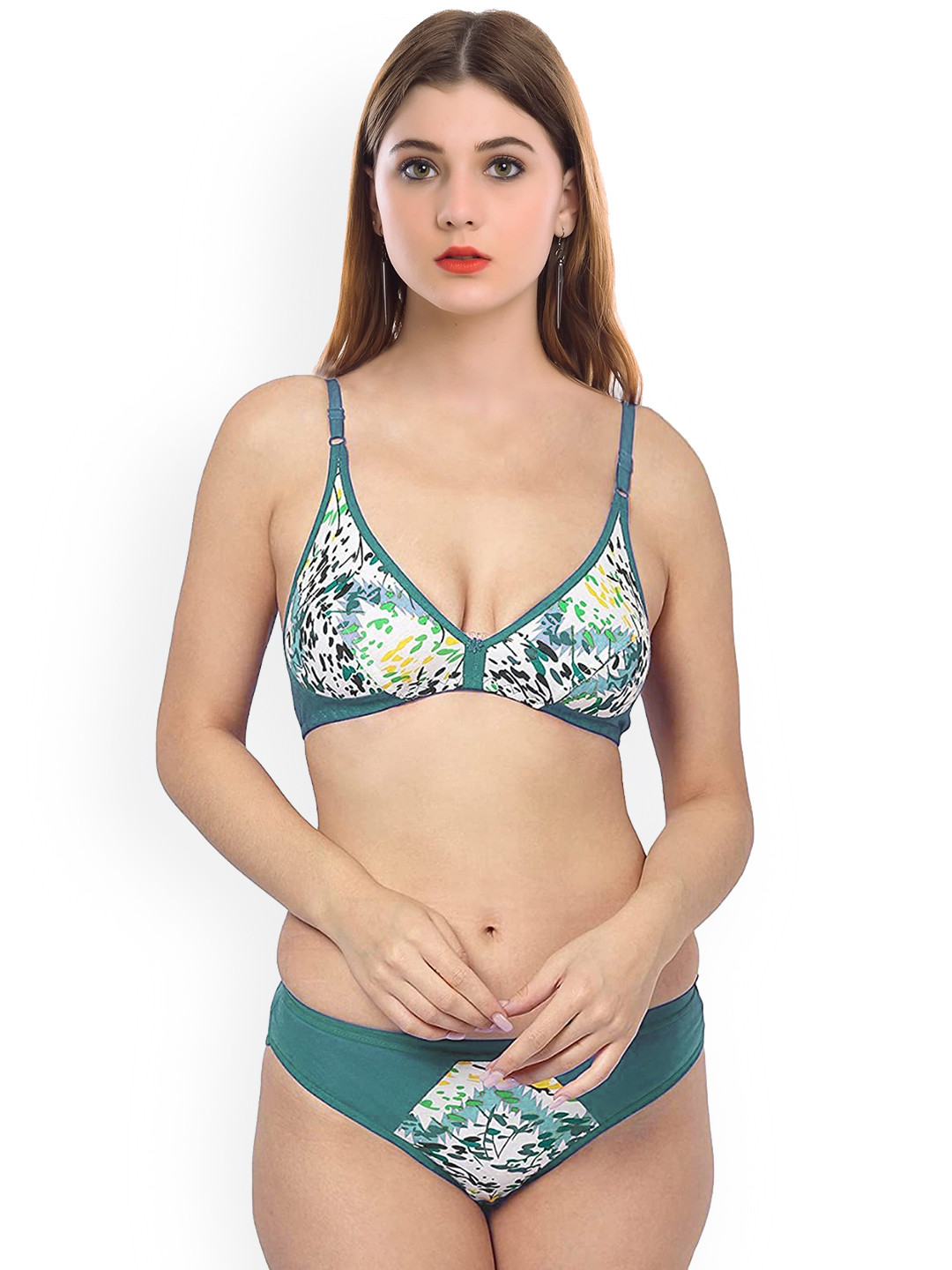 AROUSY Printed Cotton Lingerie Set BY_Tiger Set_Green_38