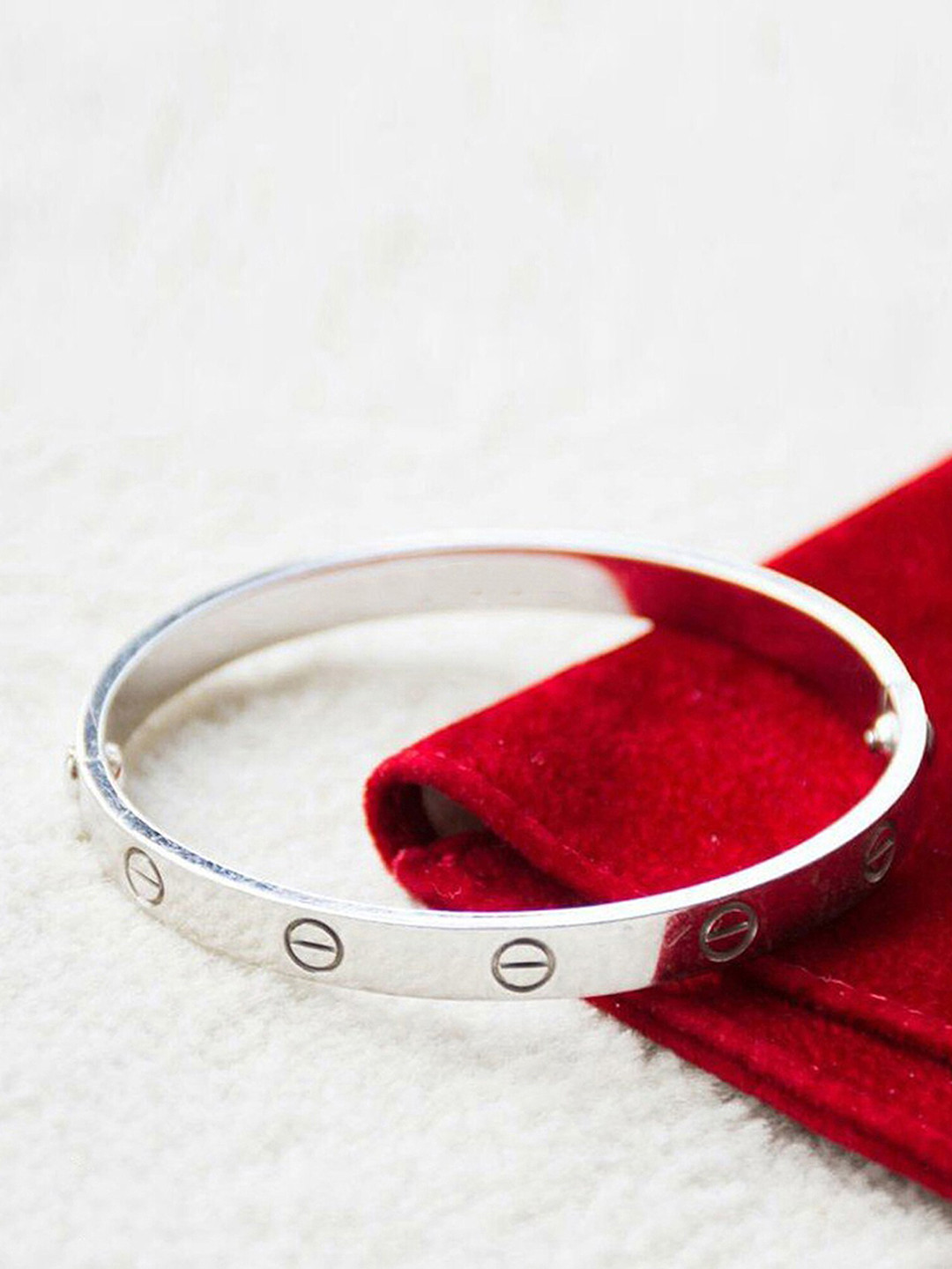 Jewels Galaxy Silver-Plated Bangle-Style Bracelet