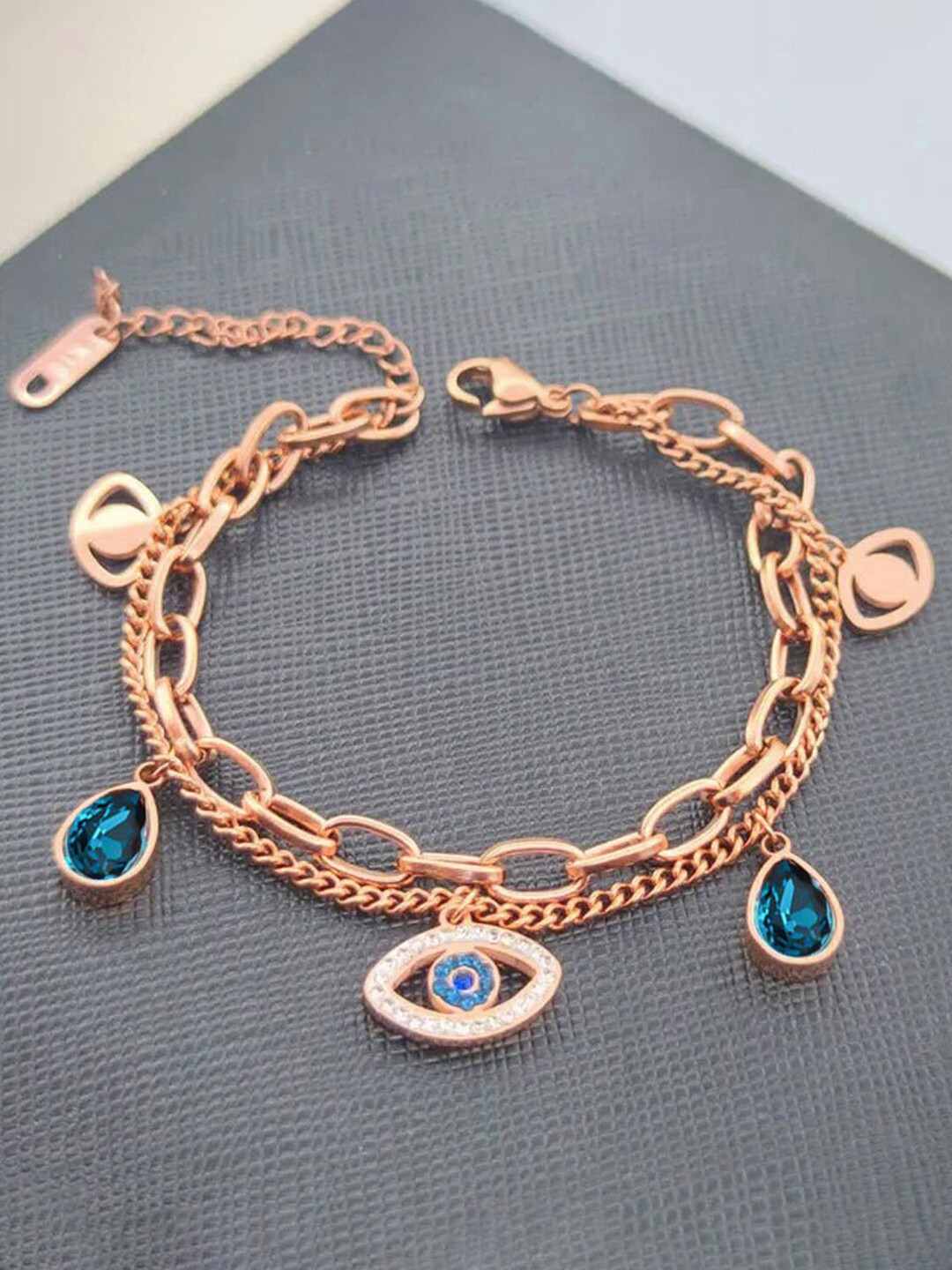 Jewels Galaxy Rose Gold-Plated Wraparound Charem Bracelet