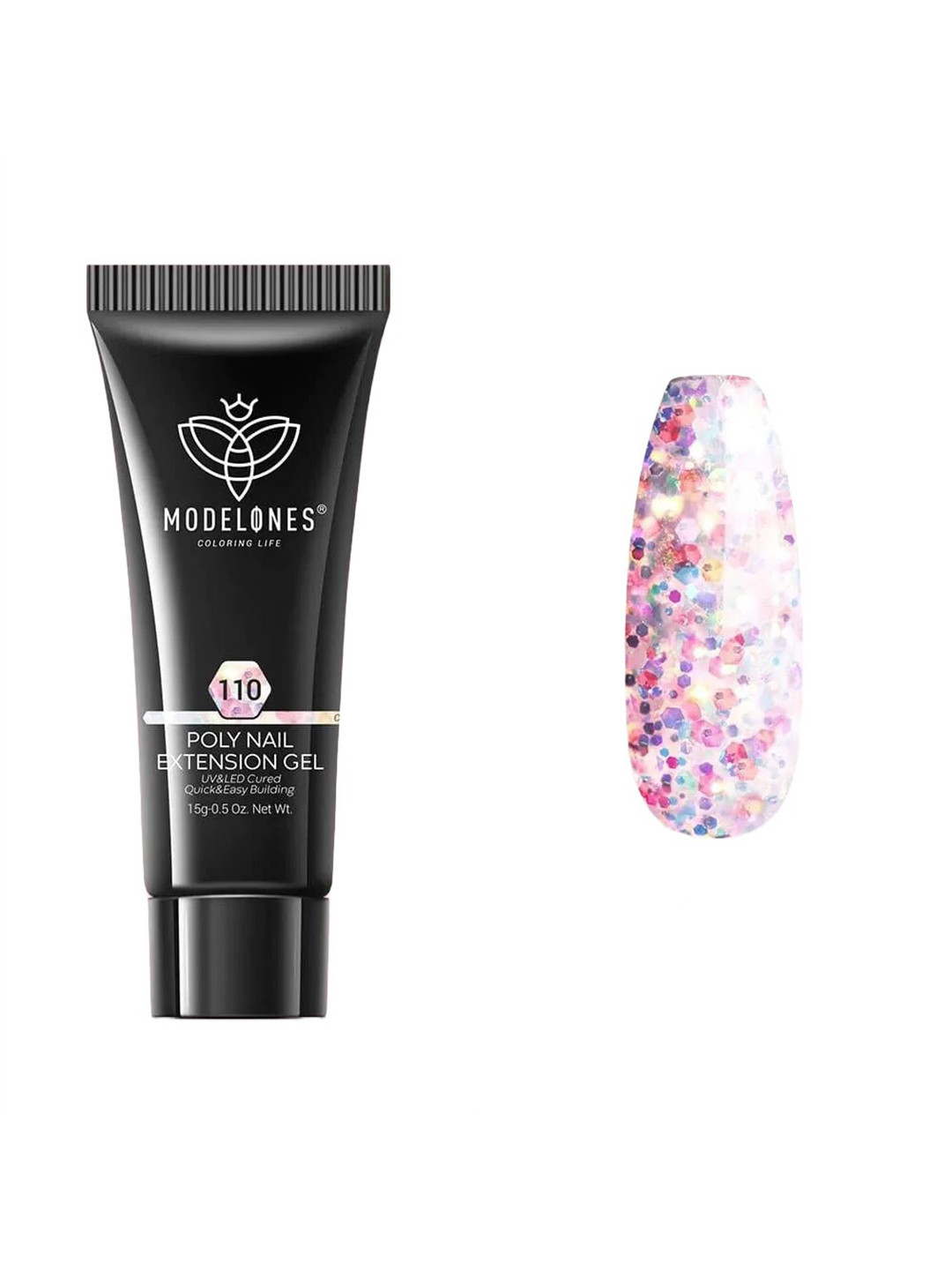 Modelones Long Lasting UV & LED Cured Poly Nail Extension Gel 15g - Kaleidoscope 110