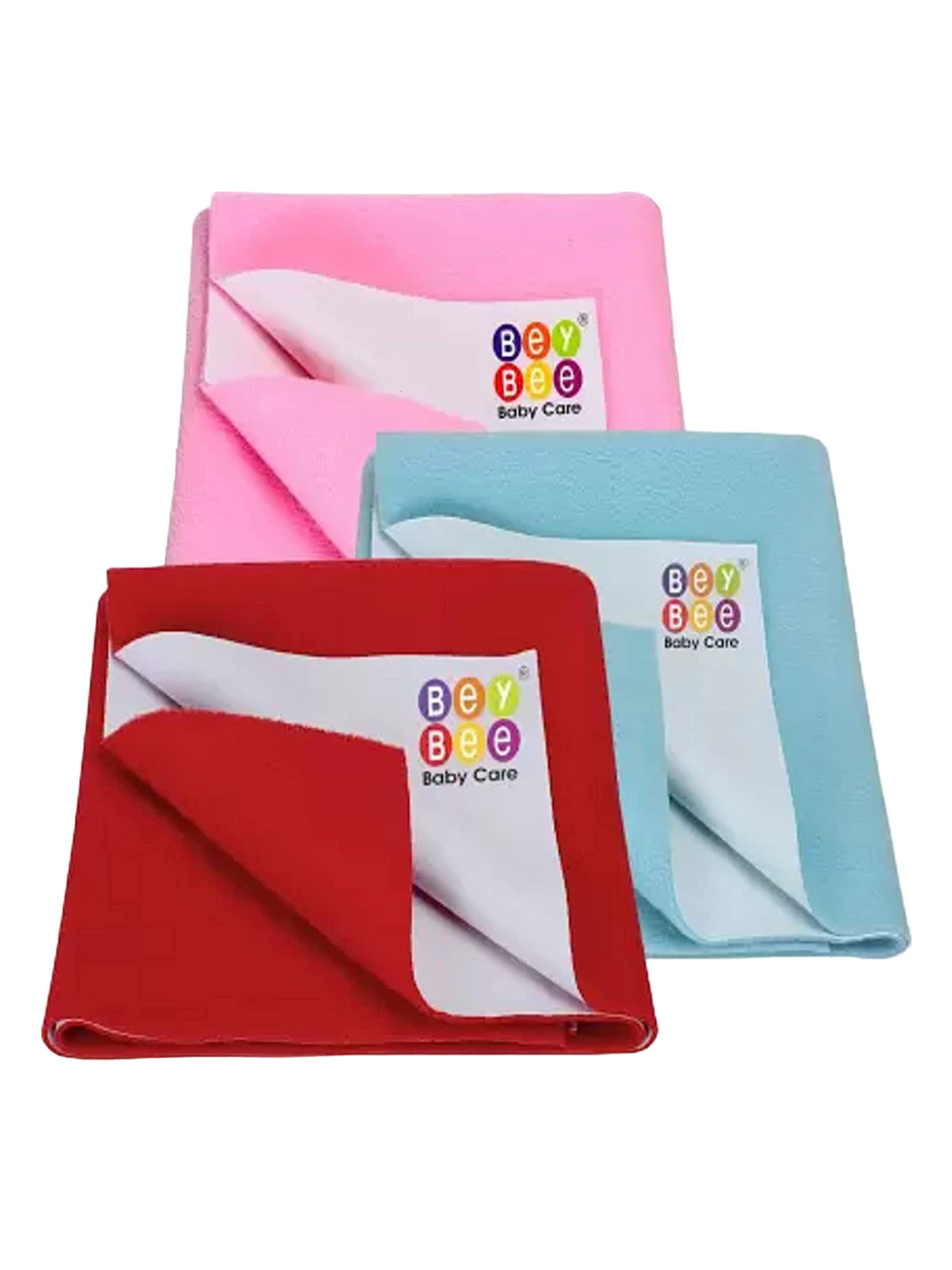 BeyBee Kids Red & Blue 3 Pieces Cotton Mattress Protector