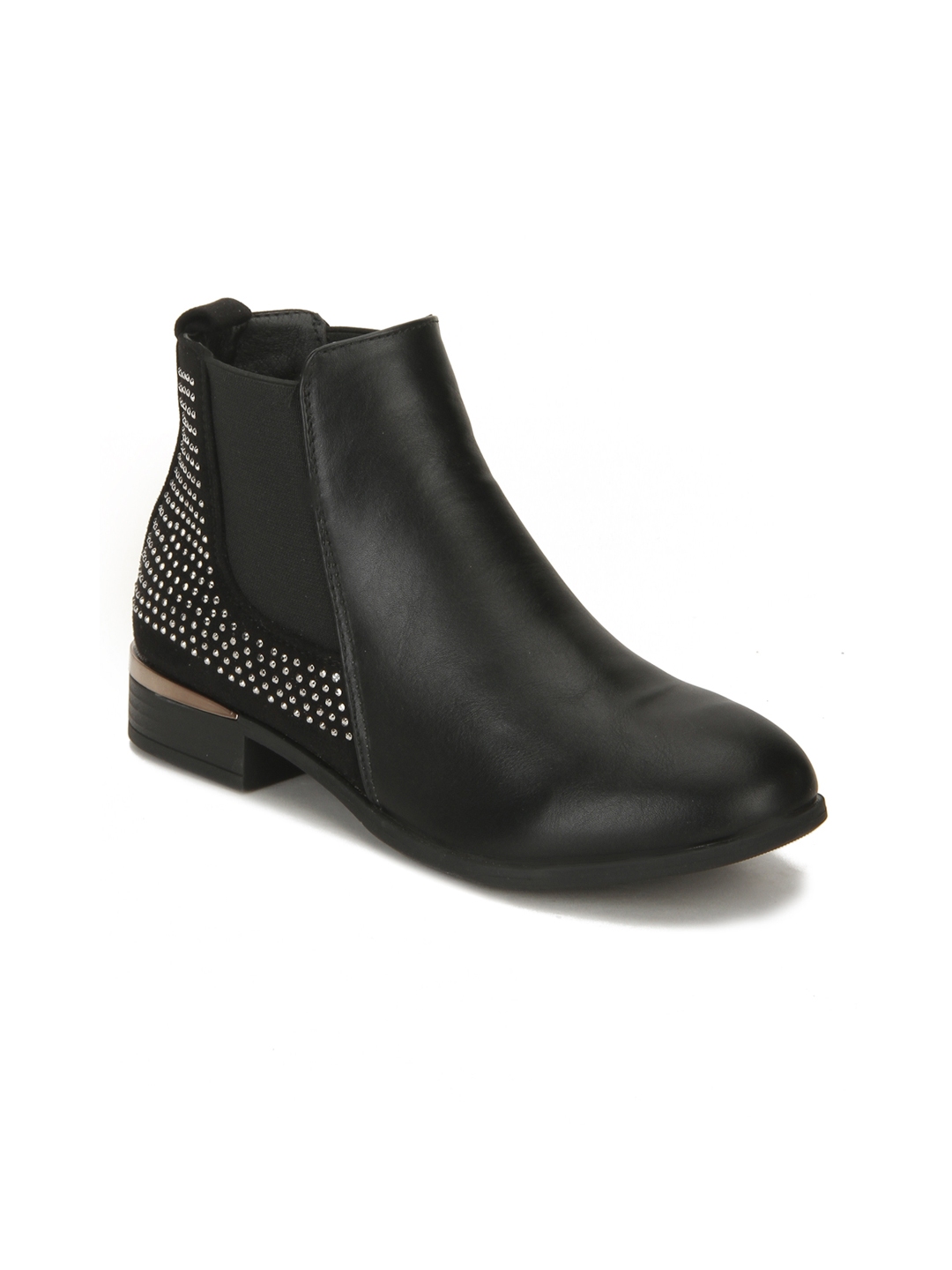 Truffle collection women on sale black solid heeled boots