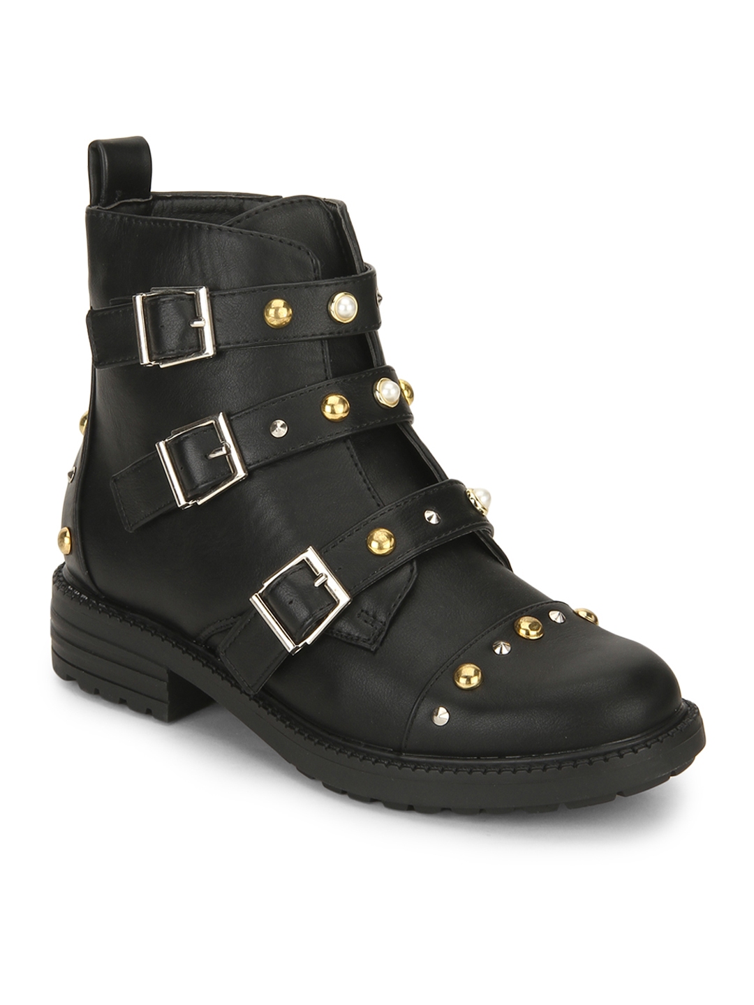 Truffle collection women outlet black solid heeled boots