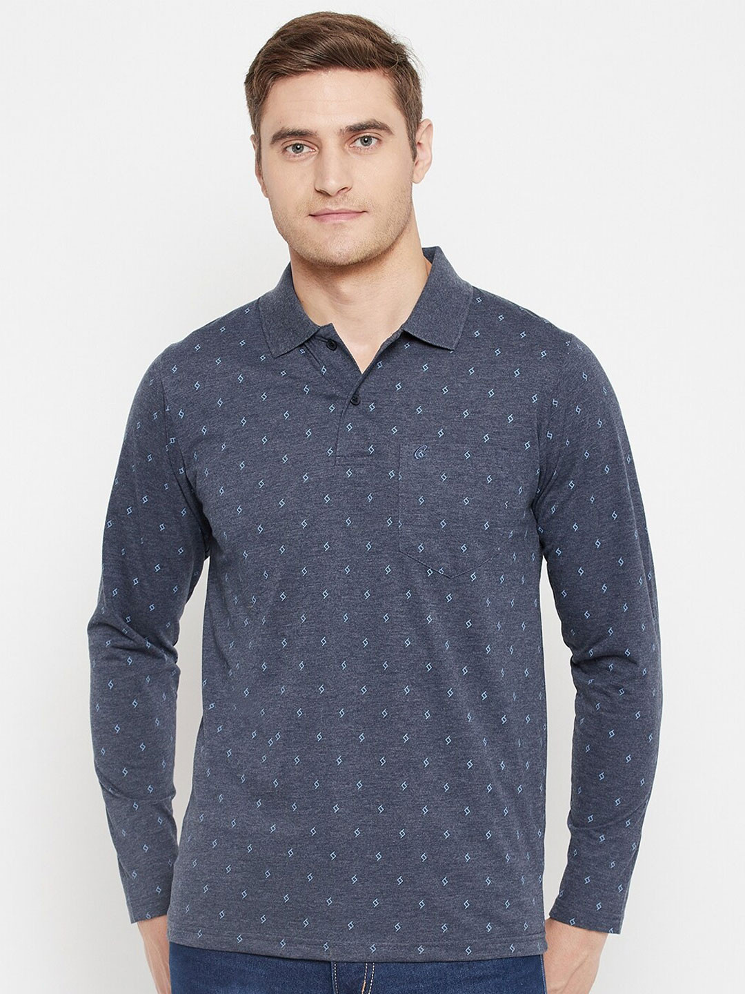 Camey Conversational Printed Polo Collar Cotton T-shirt