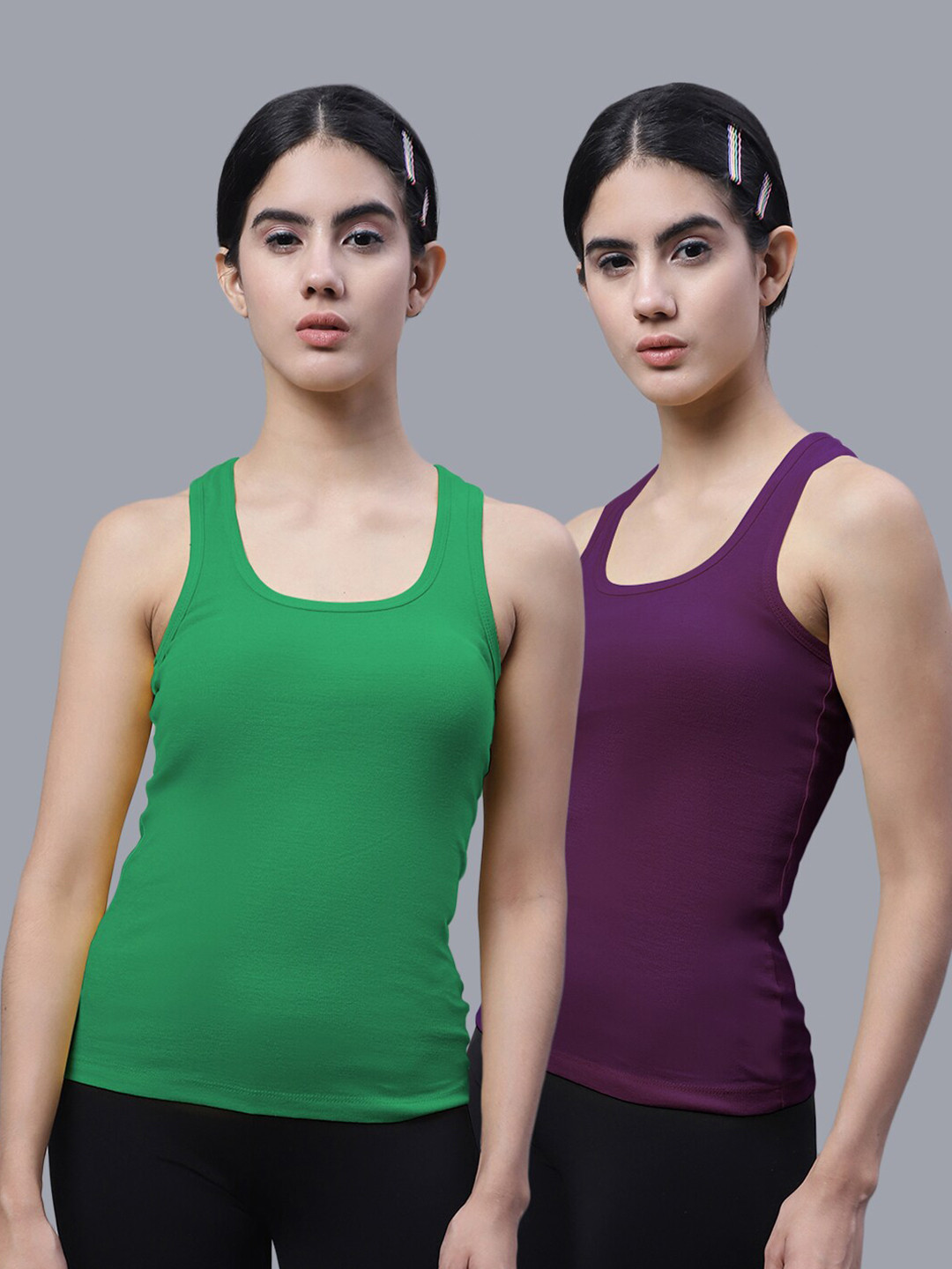 FBAR Pack Of 2 Racerback Bio Wash Pure Cotton Regular Tank Top