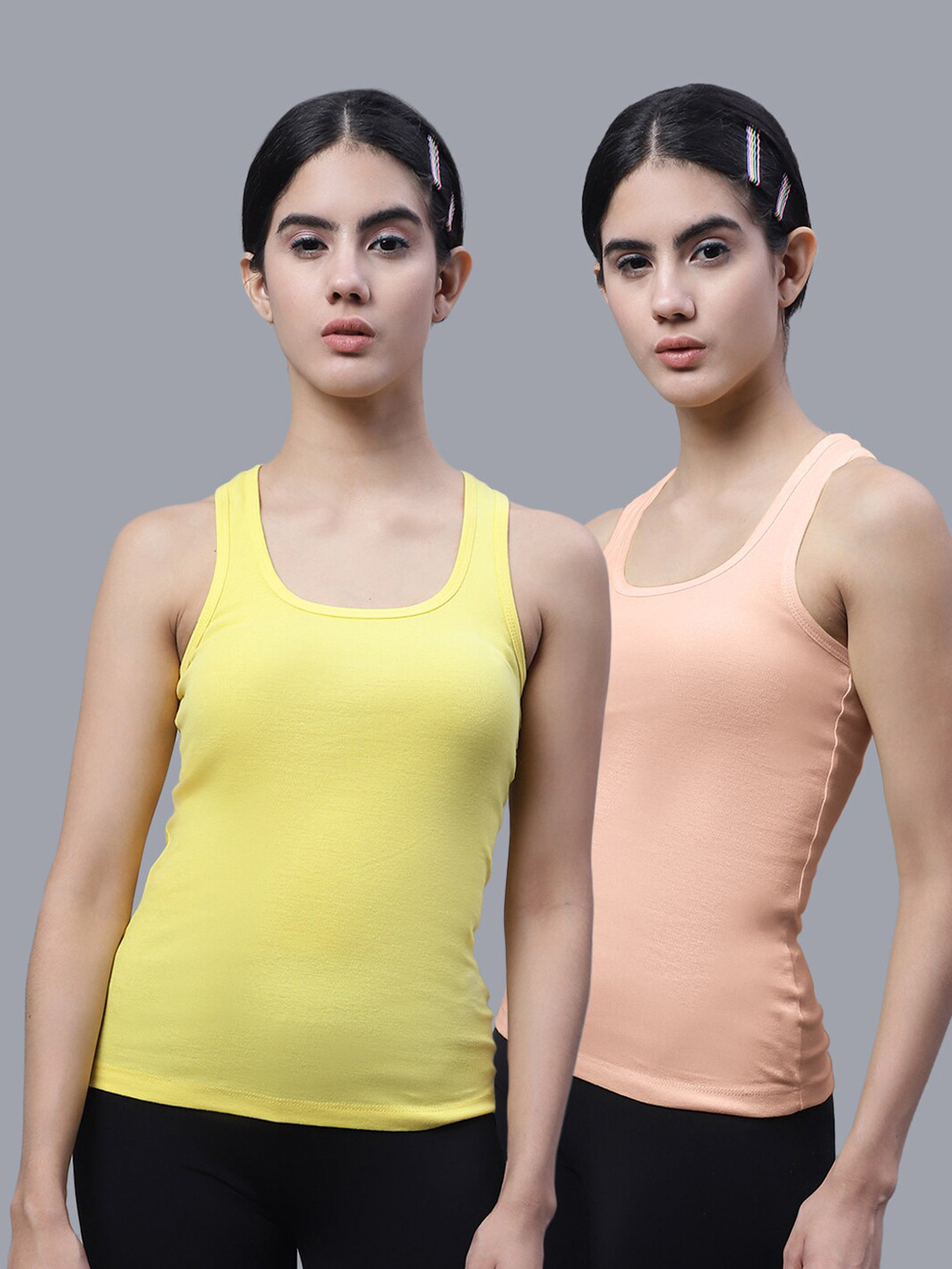 FBAR Pack Of 2 Scoop Neck Bio Wash Cotton Tank Top