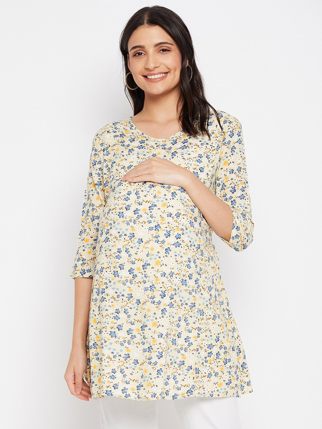 Hypernation Floral Printed Maternity Longline Top
