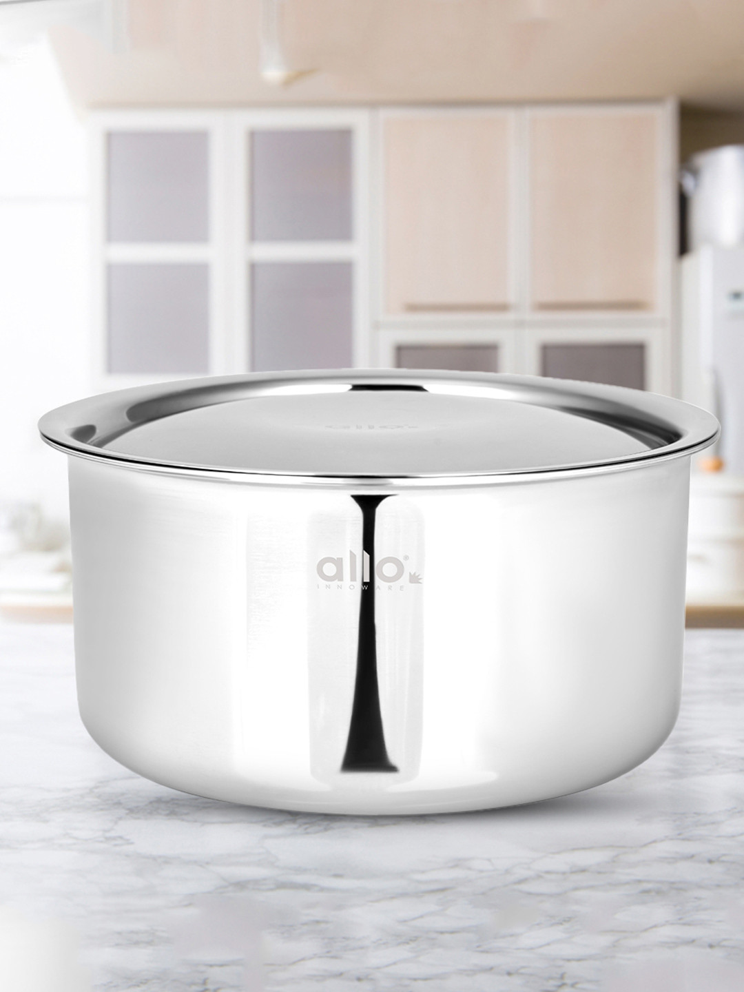 Allo Silver Stainless Steel 24 Cm Induction Friendly Triply Tope (5.2 L)