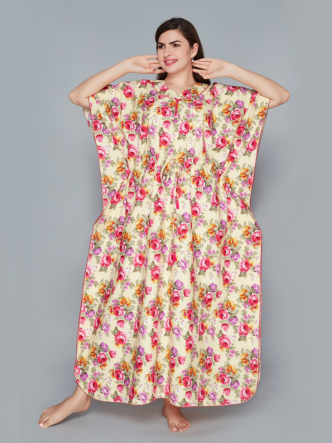 Lady Love Floral Printed Maxi Kaftan Nightdress