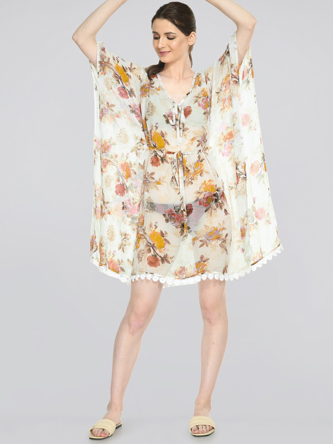 MIRCHI FASHION Floral Printed Kaftan Style Swimwear Cover up Dress