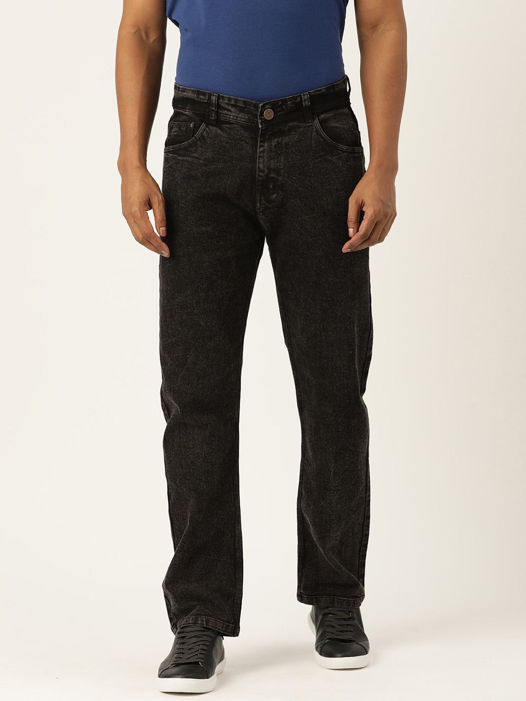 PARIS HAMILTON Men Charcoal Straight Fit Stretchable Jeans