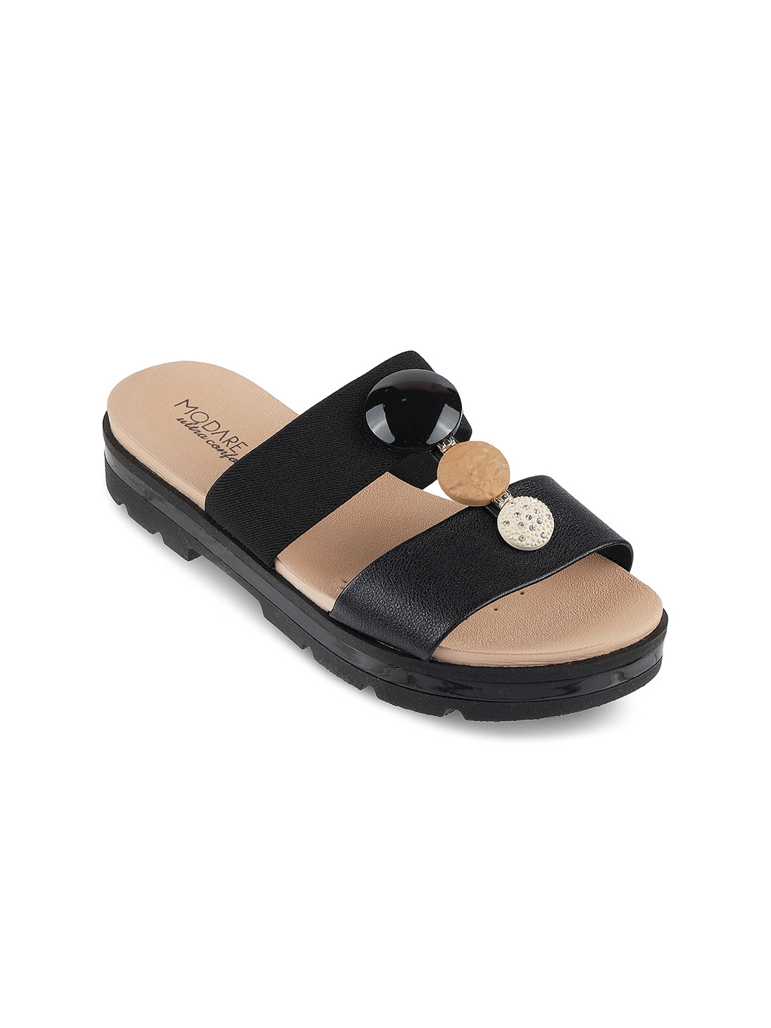 MODARE Embellished Open Toe Flats