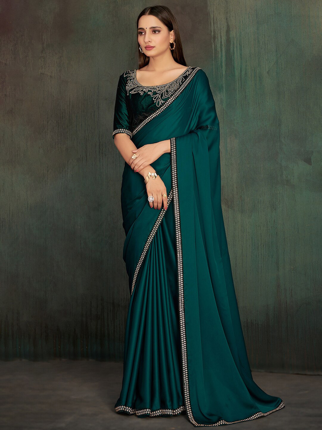 Saree mall Beads and Stones Poly Chiffon Saree