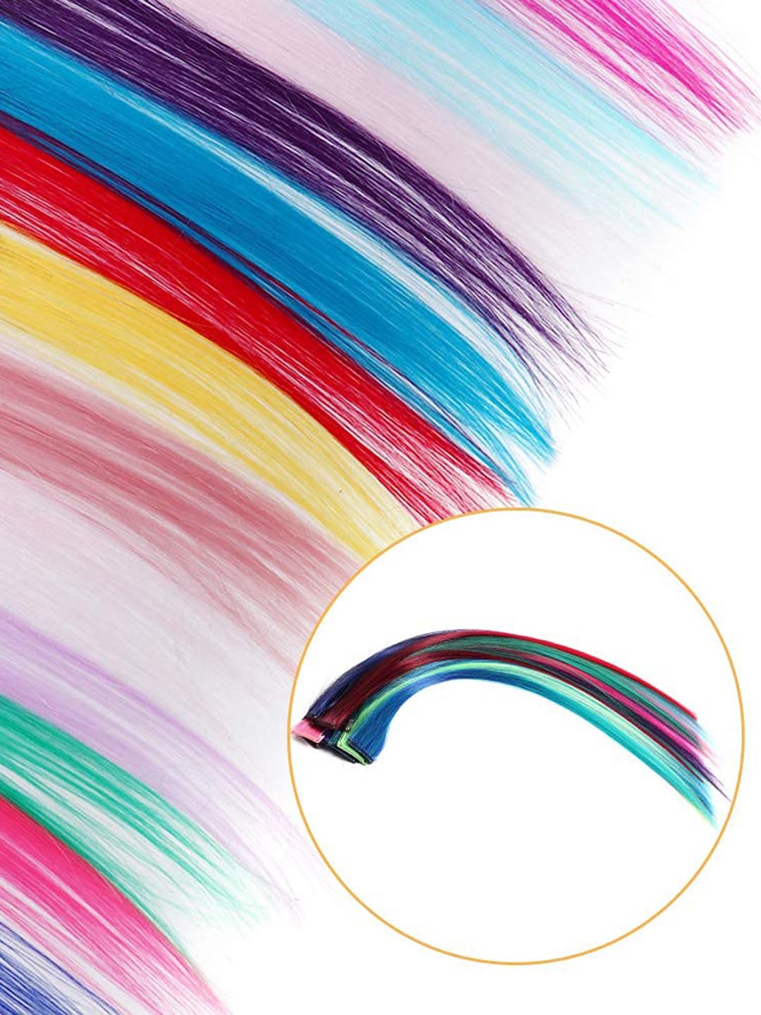CHANDERKASH Set of 10 Synthetic Fiber Tinsel Clip In Hair Extensions - 55.88 cm Each