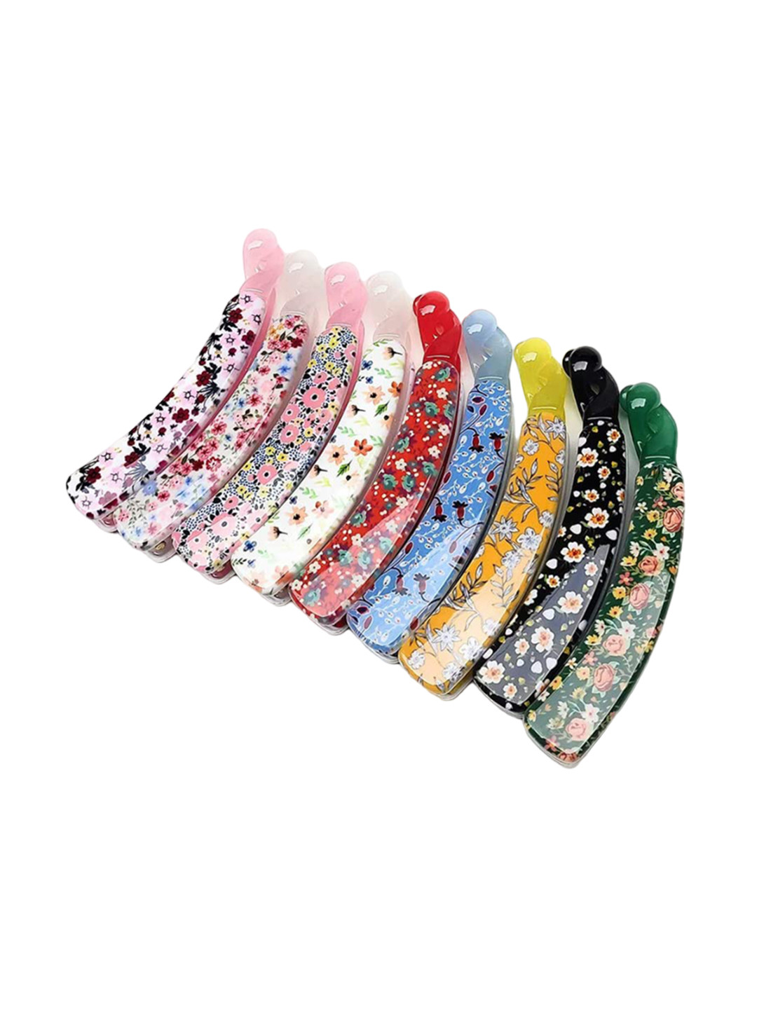CHANDERKASH Pack Of 9 Floral Printed Banana Clips