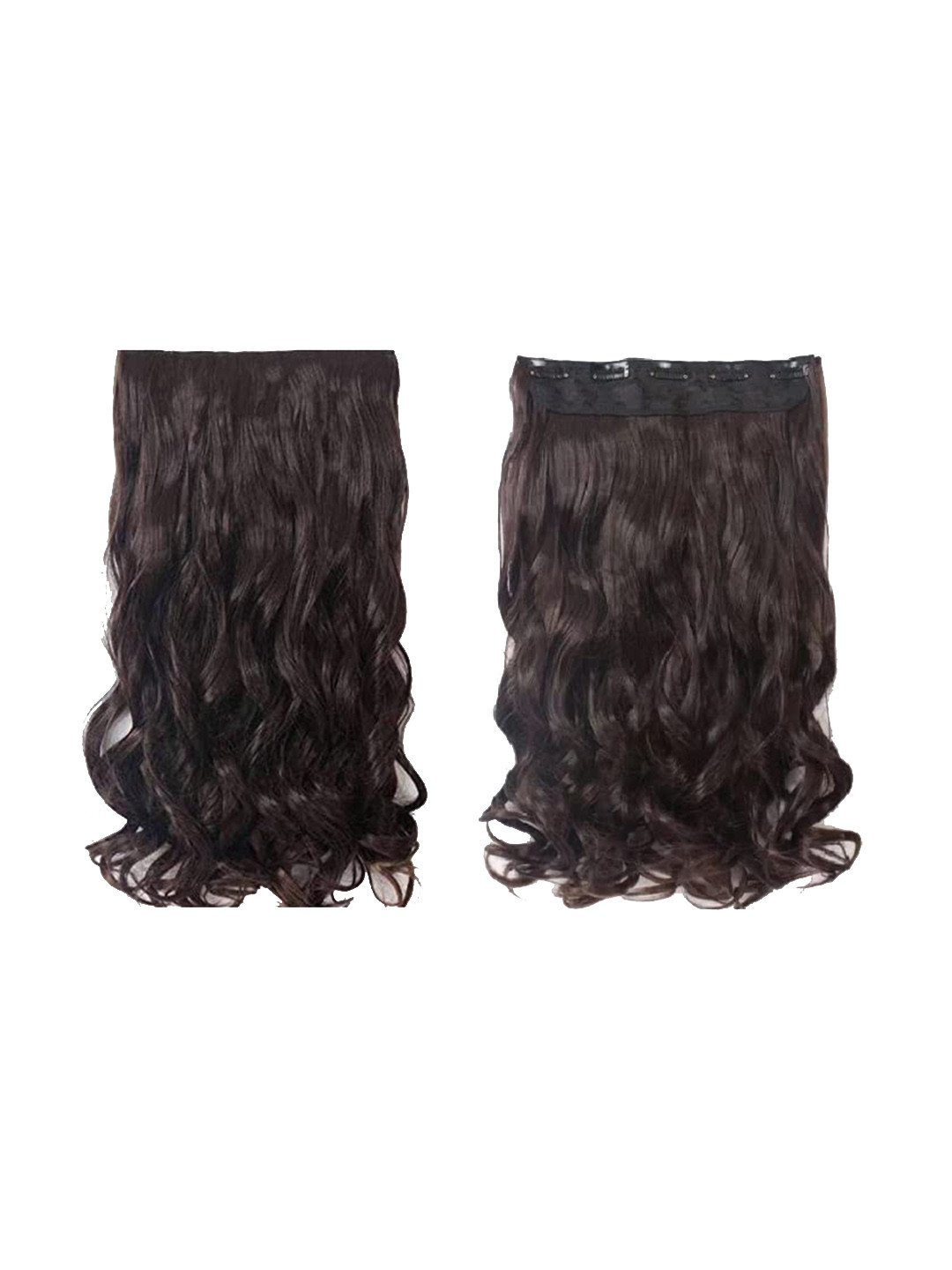 CHANDERKASH Black Synthetic Long Curly 5 Clips In Hair Extension - Black