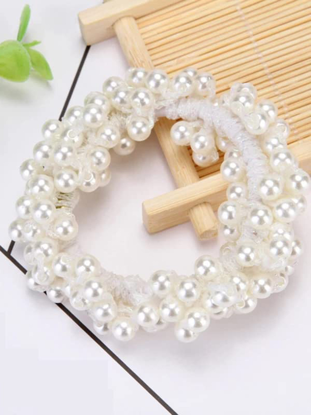 CHANDERKASH Women 1 Pc Faux Pearl and beaded Embellished Ponytail Holder