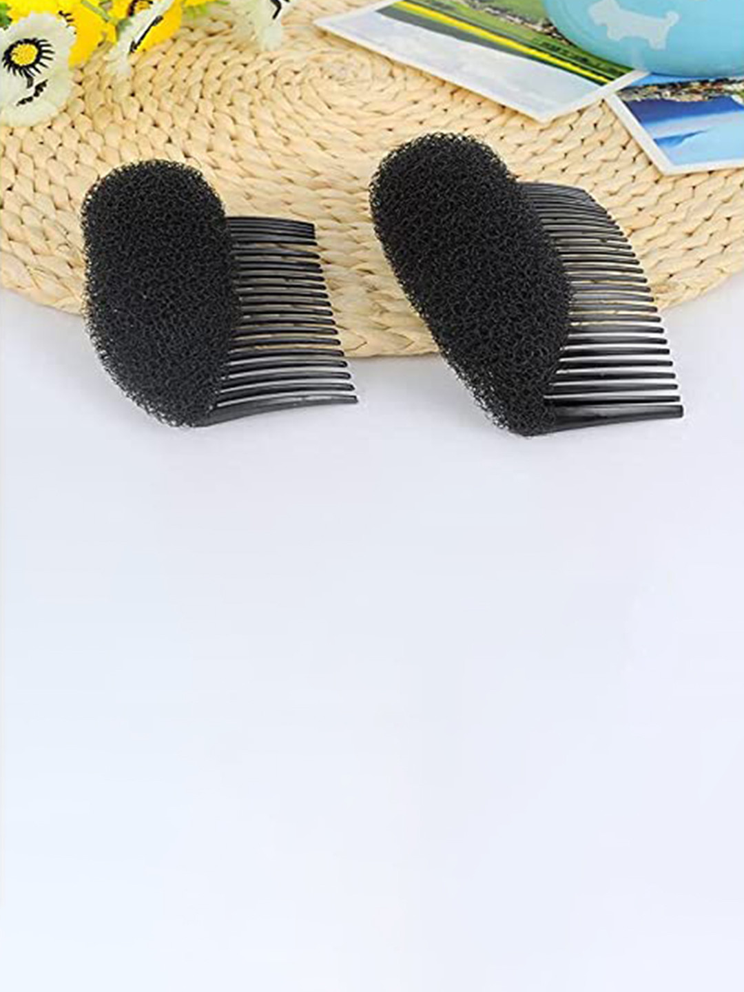 CHANDERKASH Set of 2 Synthetic Hair Volumizer Invisible Puff Maker Comb Clips - Black